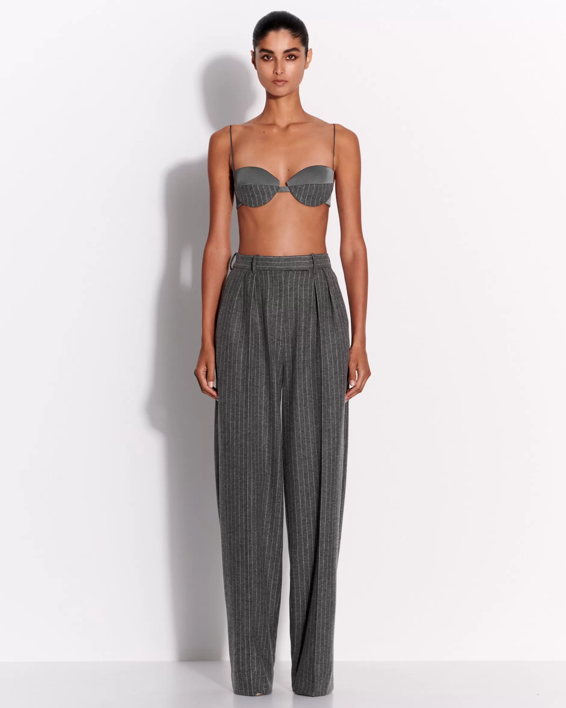 Bra Top in Wool Pinstripe | Alex Perry Sale