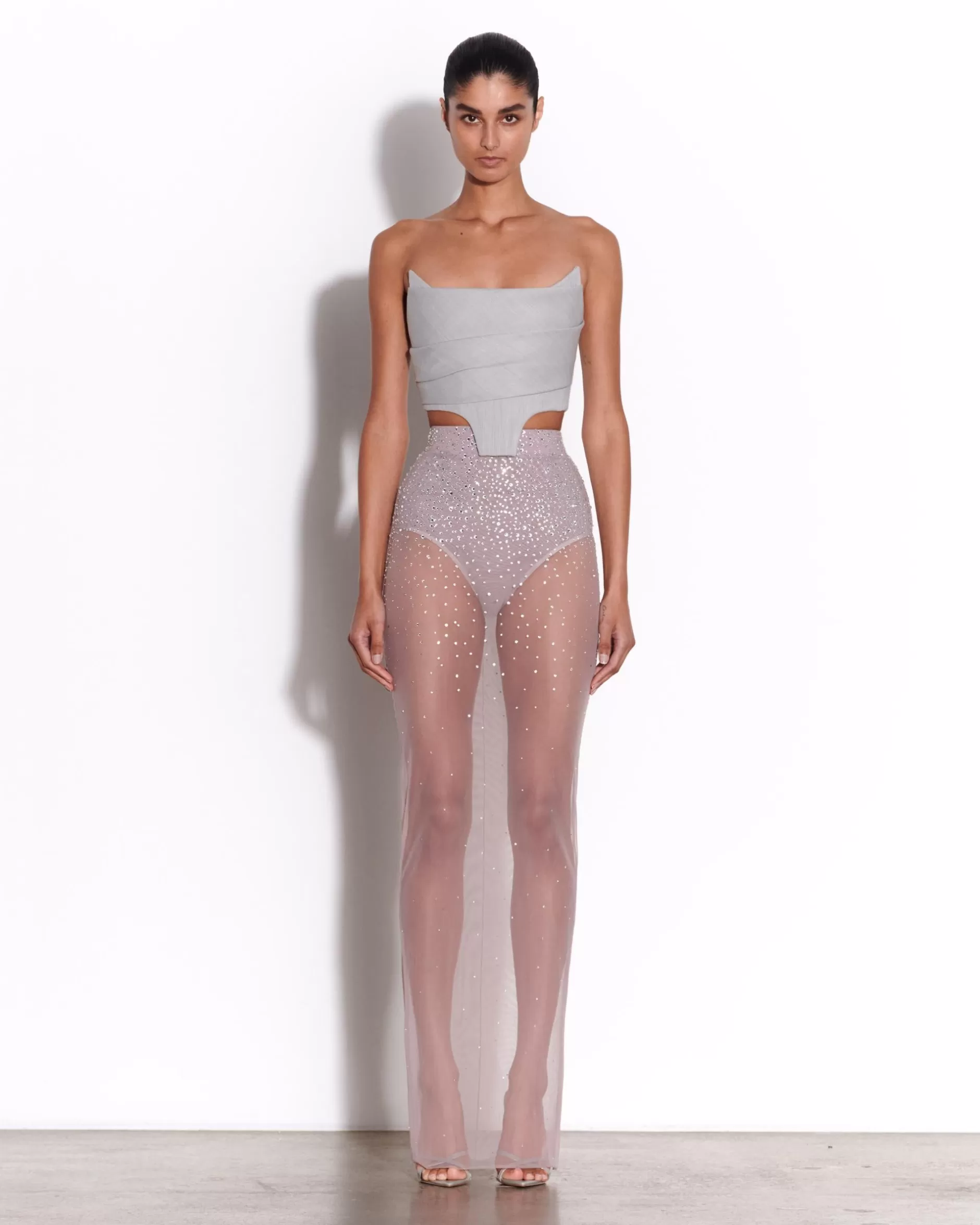 Column Skirt in Crystal Mesh | Alex Perry Fashion