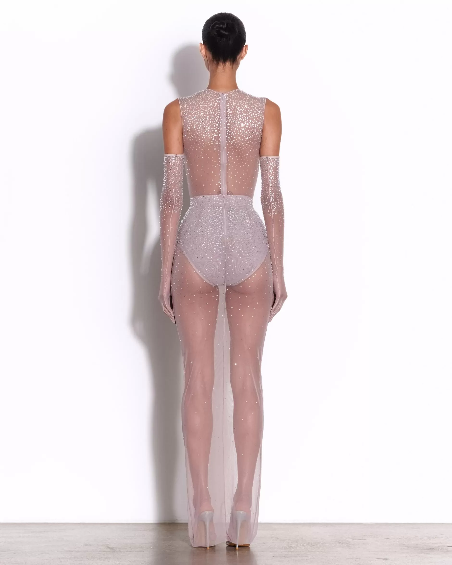 Column Skirt in Crystal Mesh | Alex Perry New