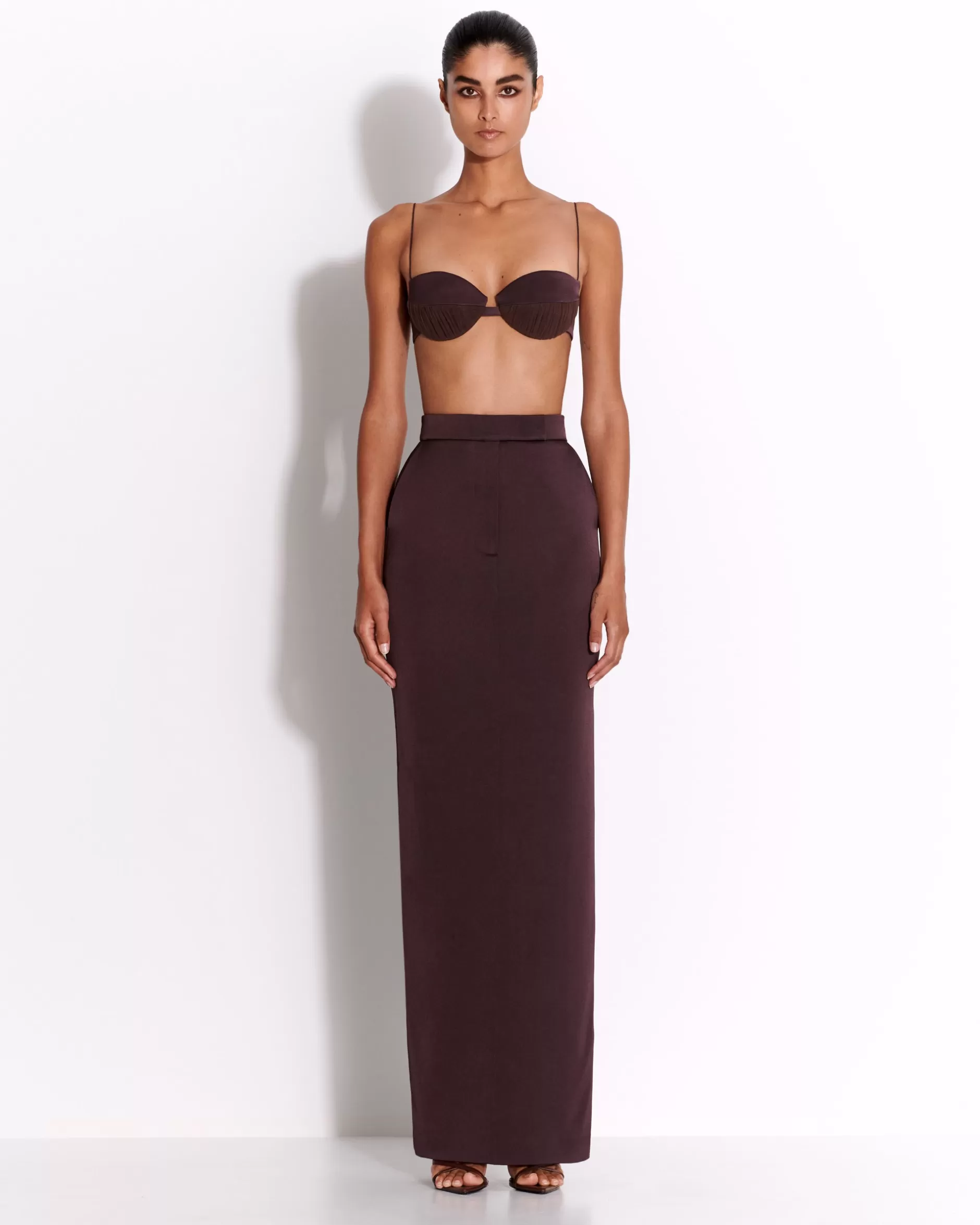 Column Skirt in Satin Crepe | Alex Perry New