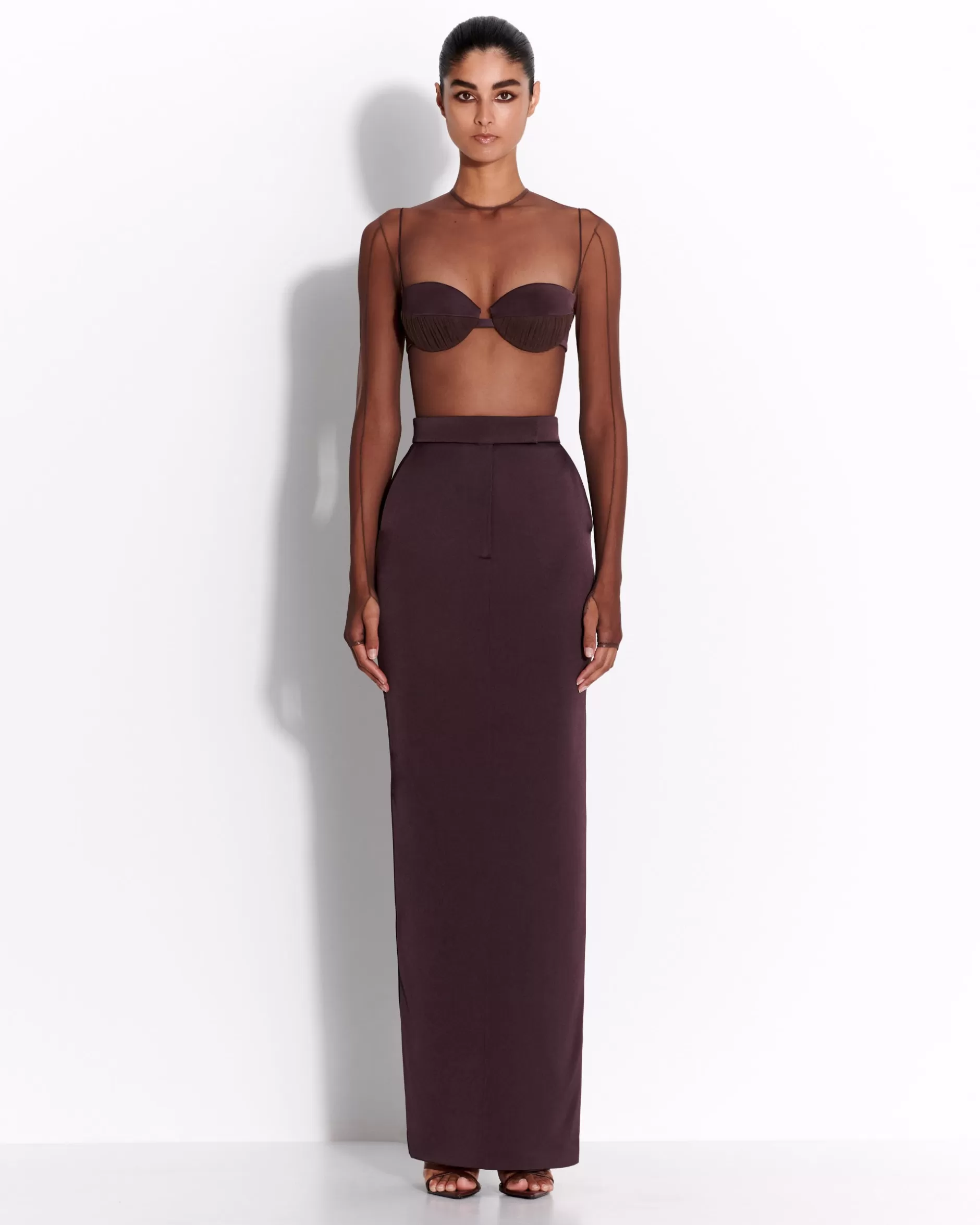 Column Skirt in Satin Crepe | Alex Perry Fashion