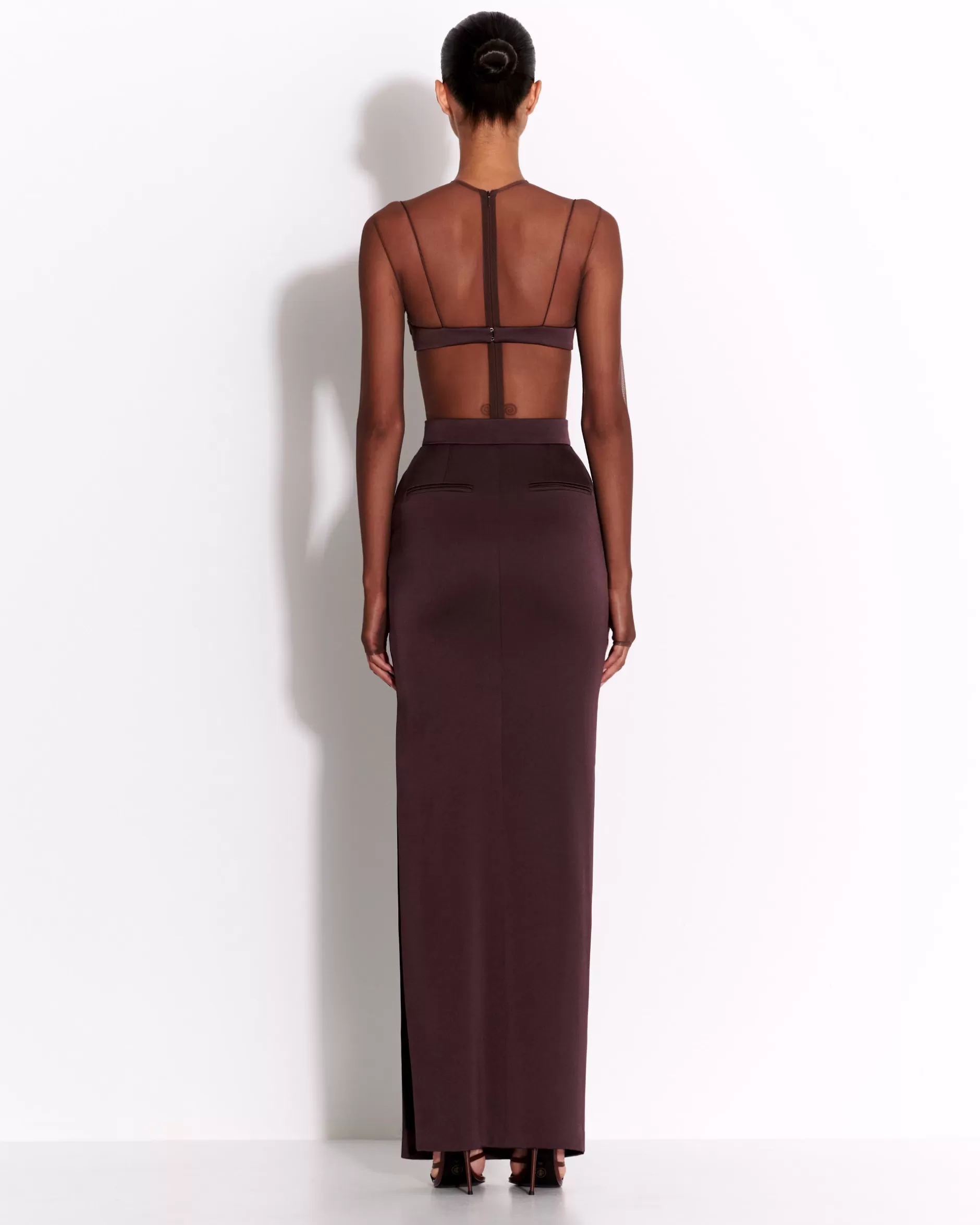 Column Skirt in Satin Crepe | Alex Perry Fashion