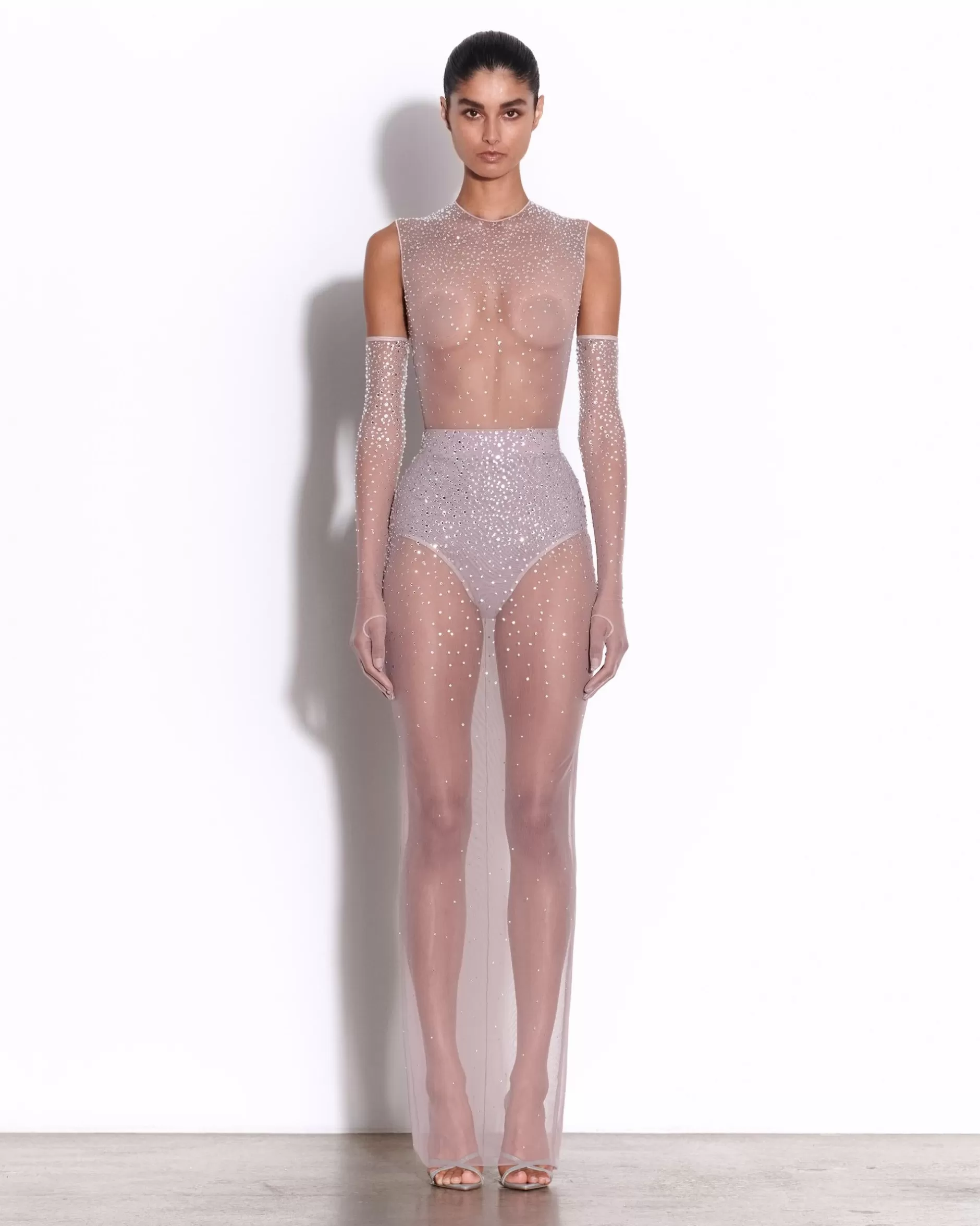 Crew Bodysuit in Crystal Mesh | Alex Perry Online