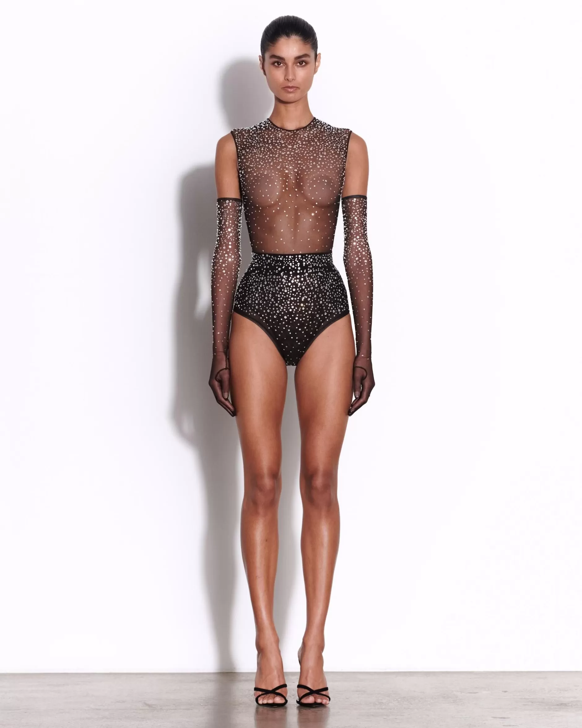 Crew Bodysuit in Crystal Mesh | Alex Perry Discount