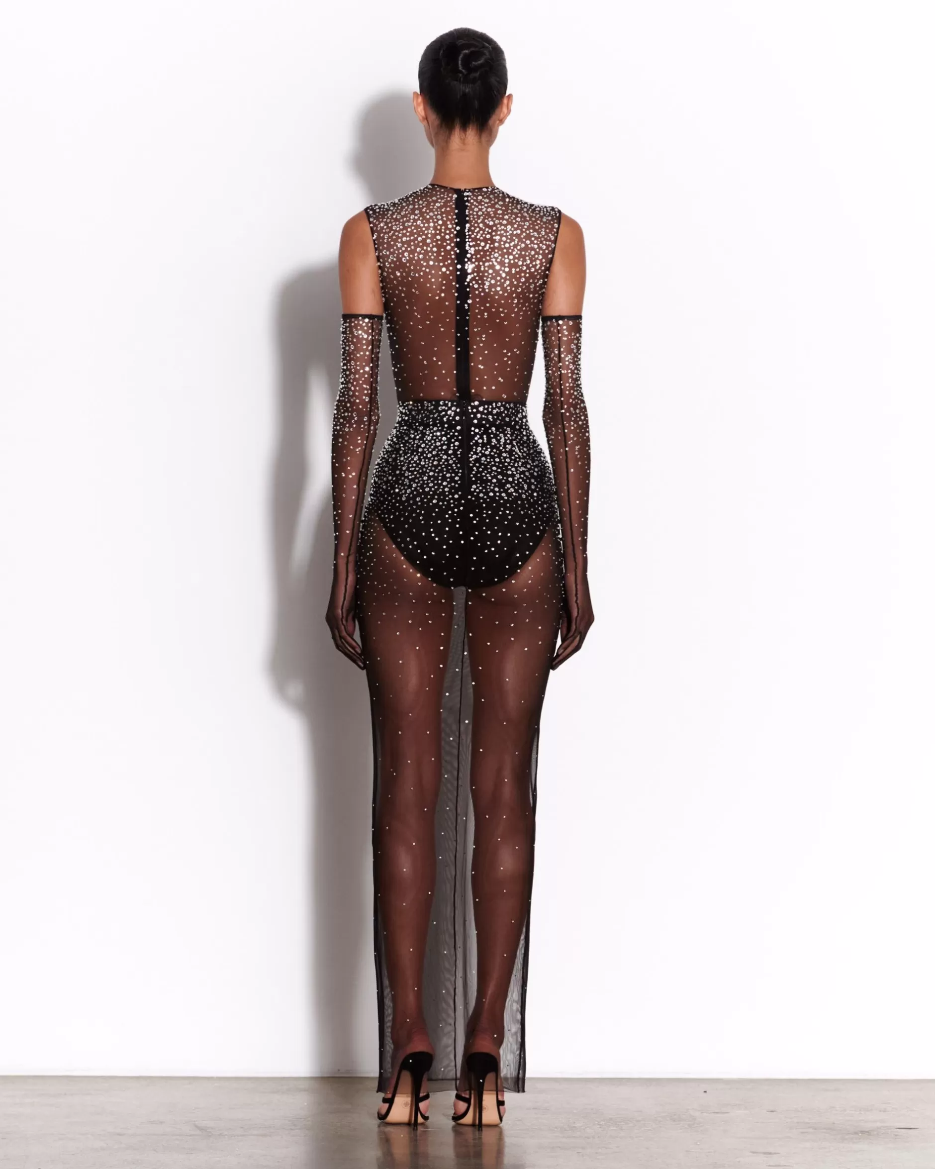 Crew Bodysuit in Crystal Mesh | Alex Perry Fashion