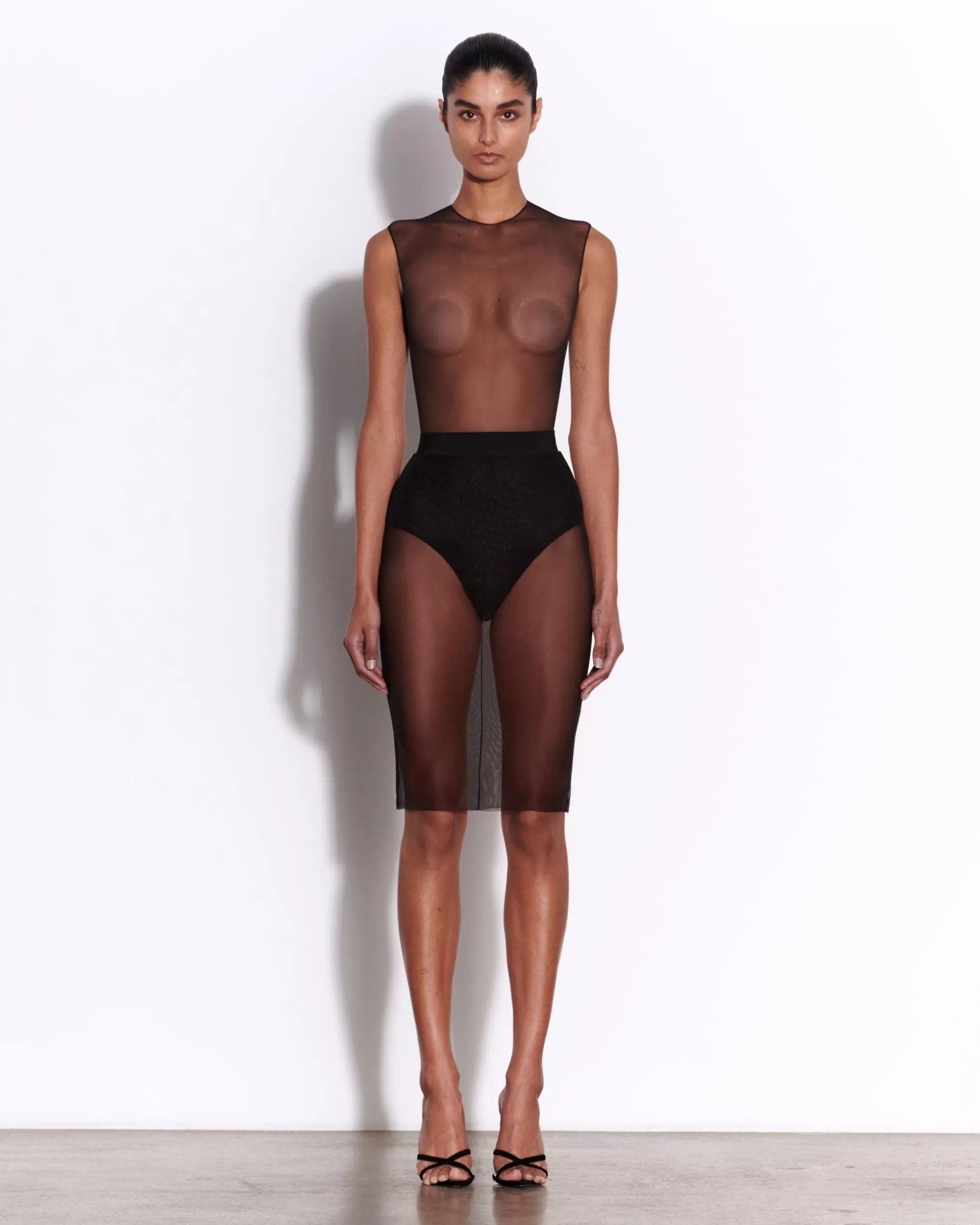 Crew Bodysuit in Fine Mesh | Alex Perry Online