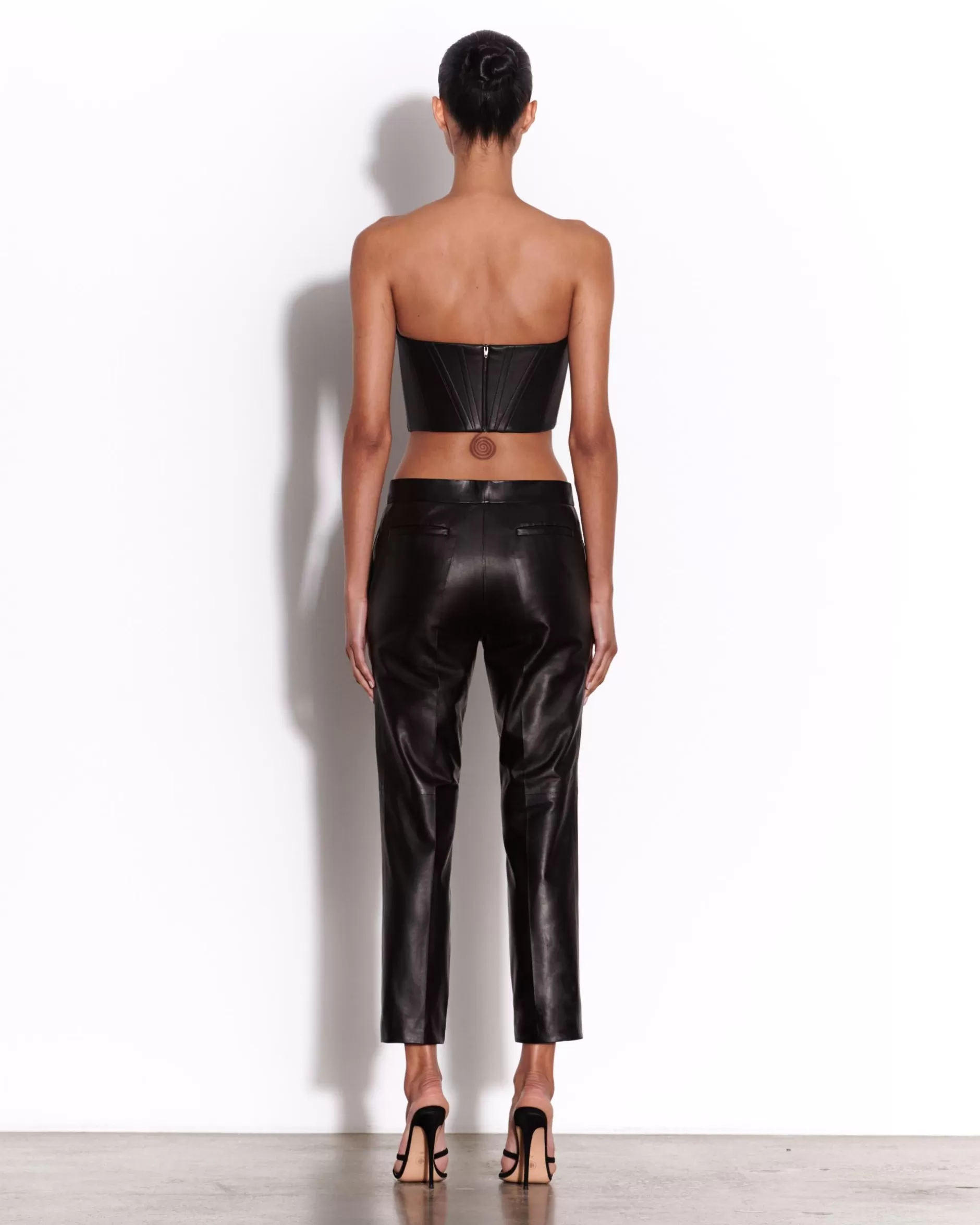 Crop Trouser in Leather | Alex Perry Fashion