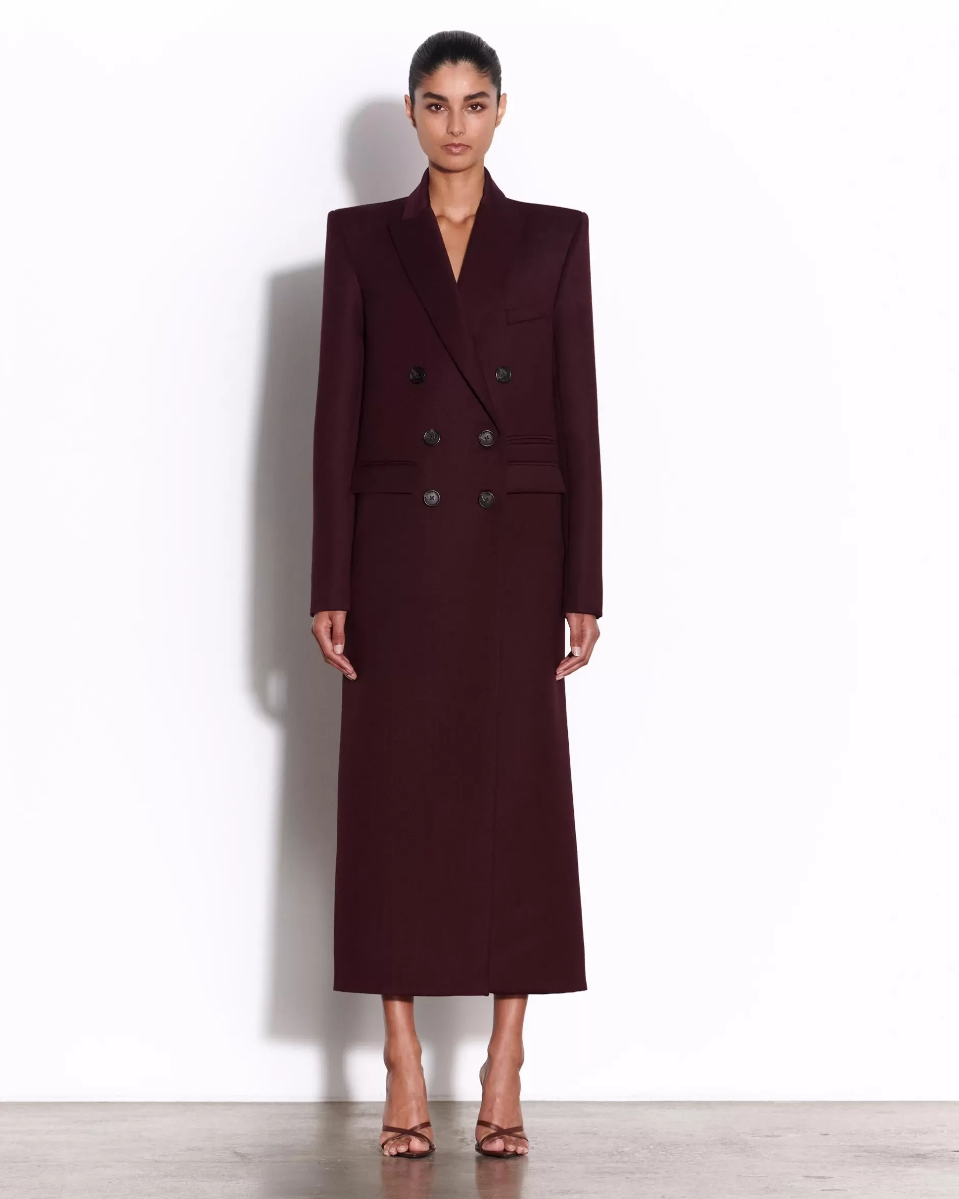 Double Breasted Oversized Coat in Wool Suiting | Alex Perry Hot