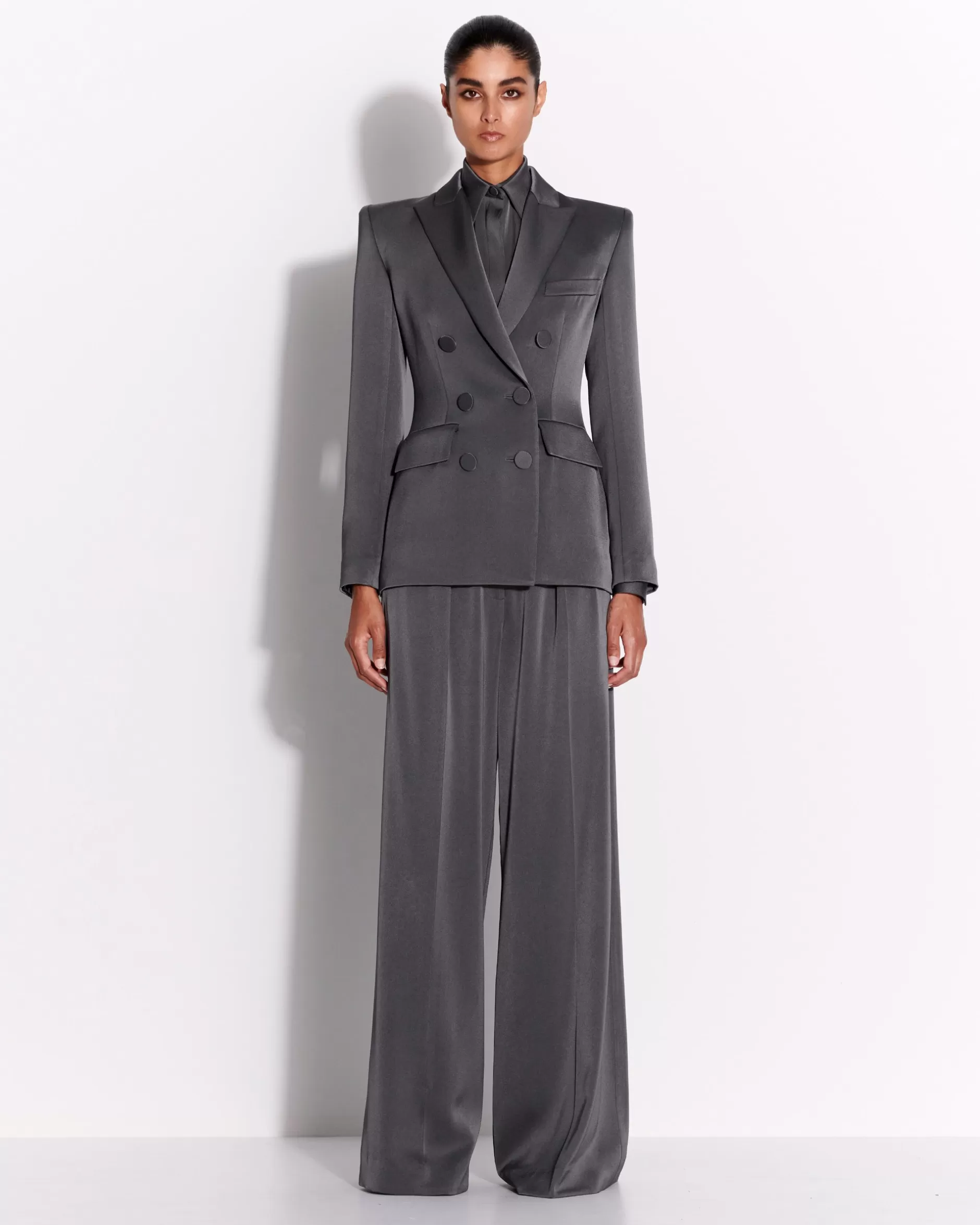 Double Pleat Trouser in Satin Crepe | Alex Perry Hot