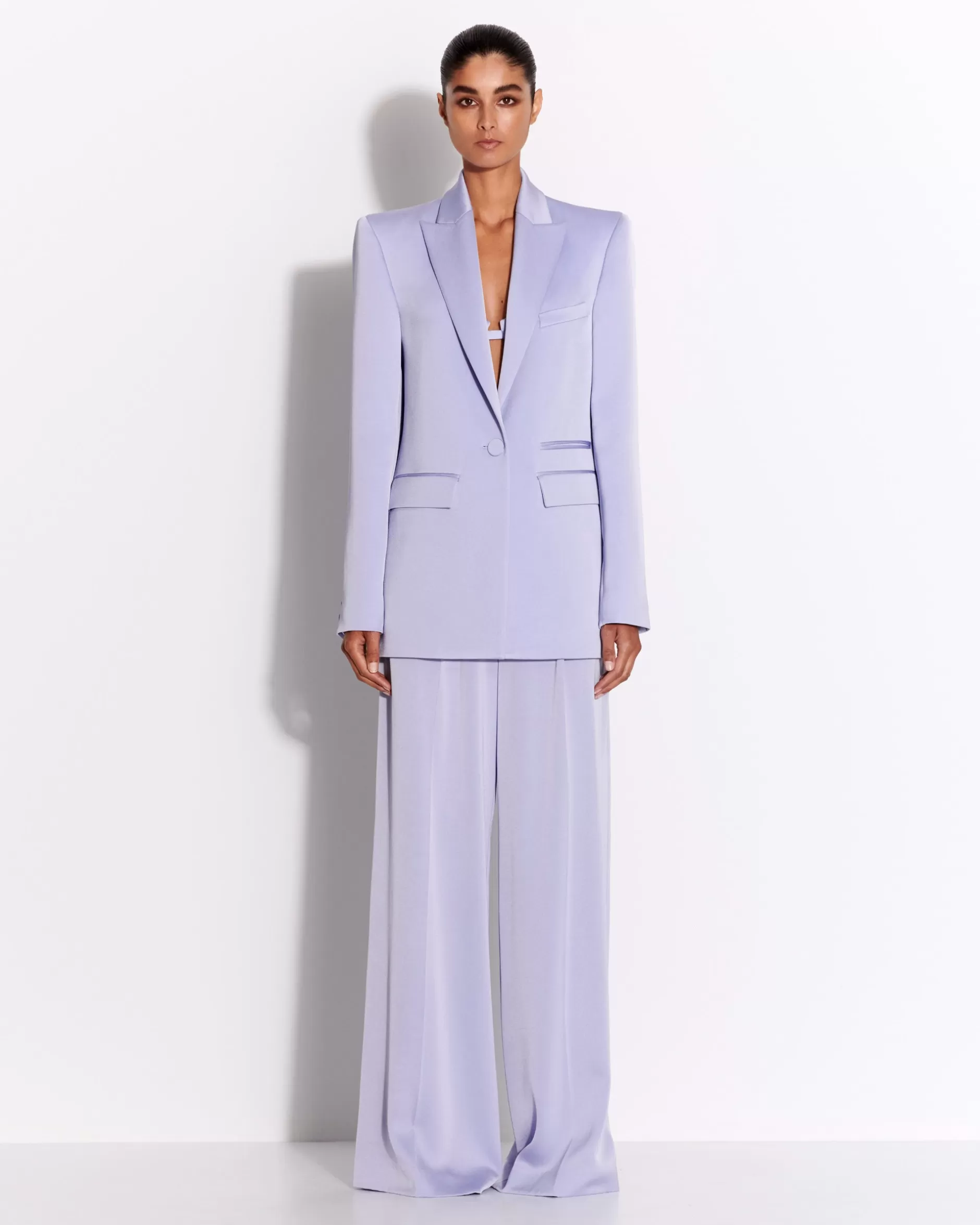 Double Pleat Trouser in Satin Crepe | Alex Perry Fashion