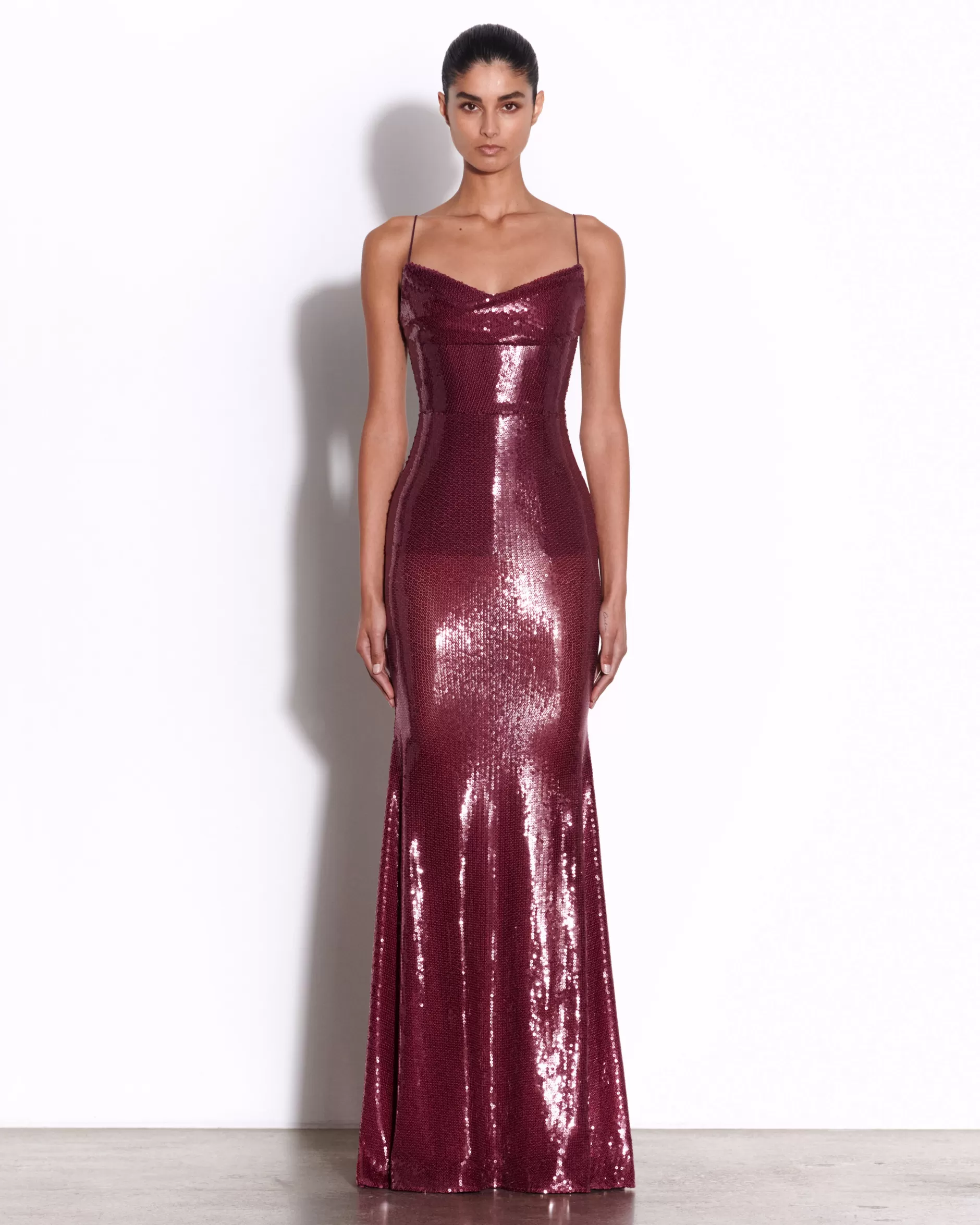 Draped Longline Corset Gown in Sequin | Alex Perry Fashion