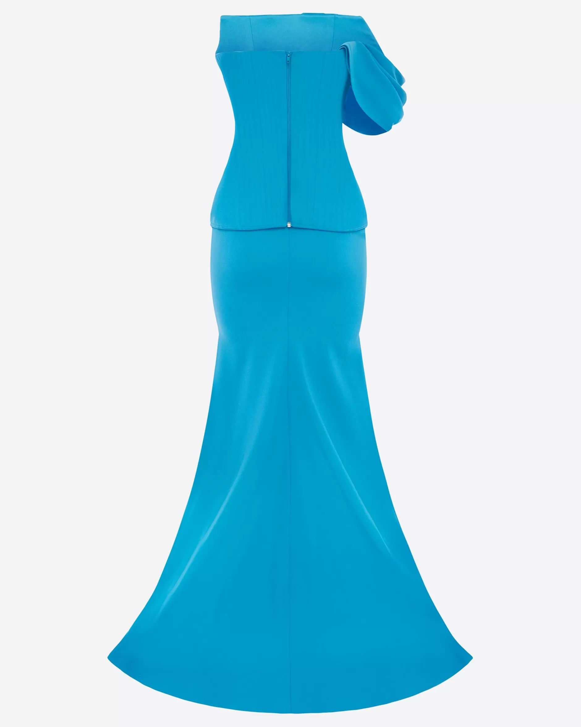 Draped Sleeve Longline Corset Gown in Crepe | Alex Perry Discount