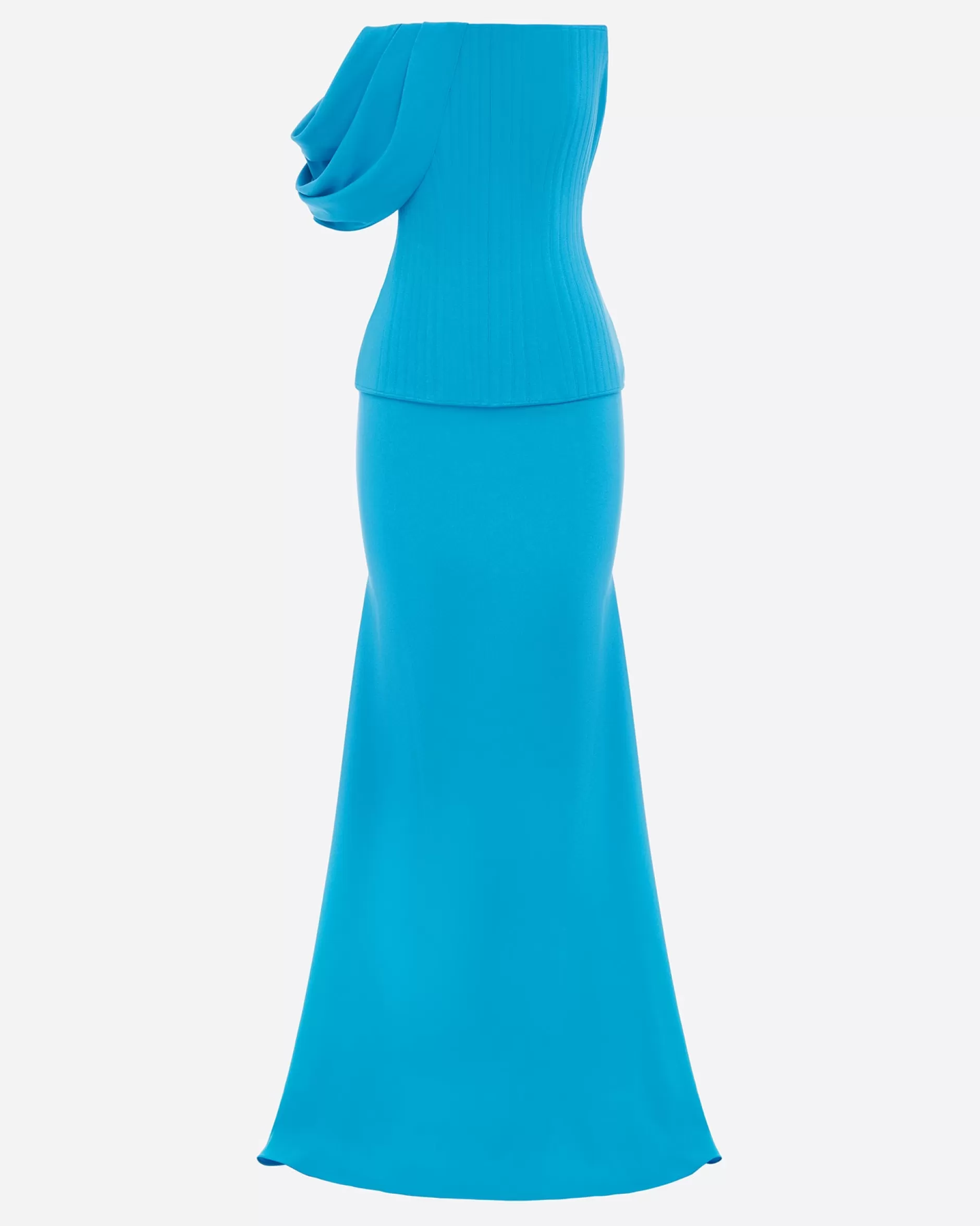 Draped Sleeve Longline Corset Gown in Crepe | Alex Perry Discount