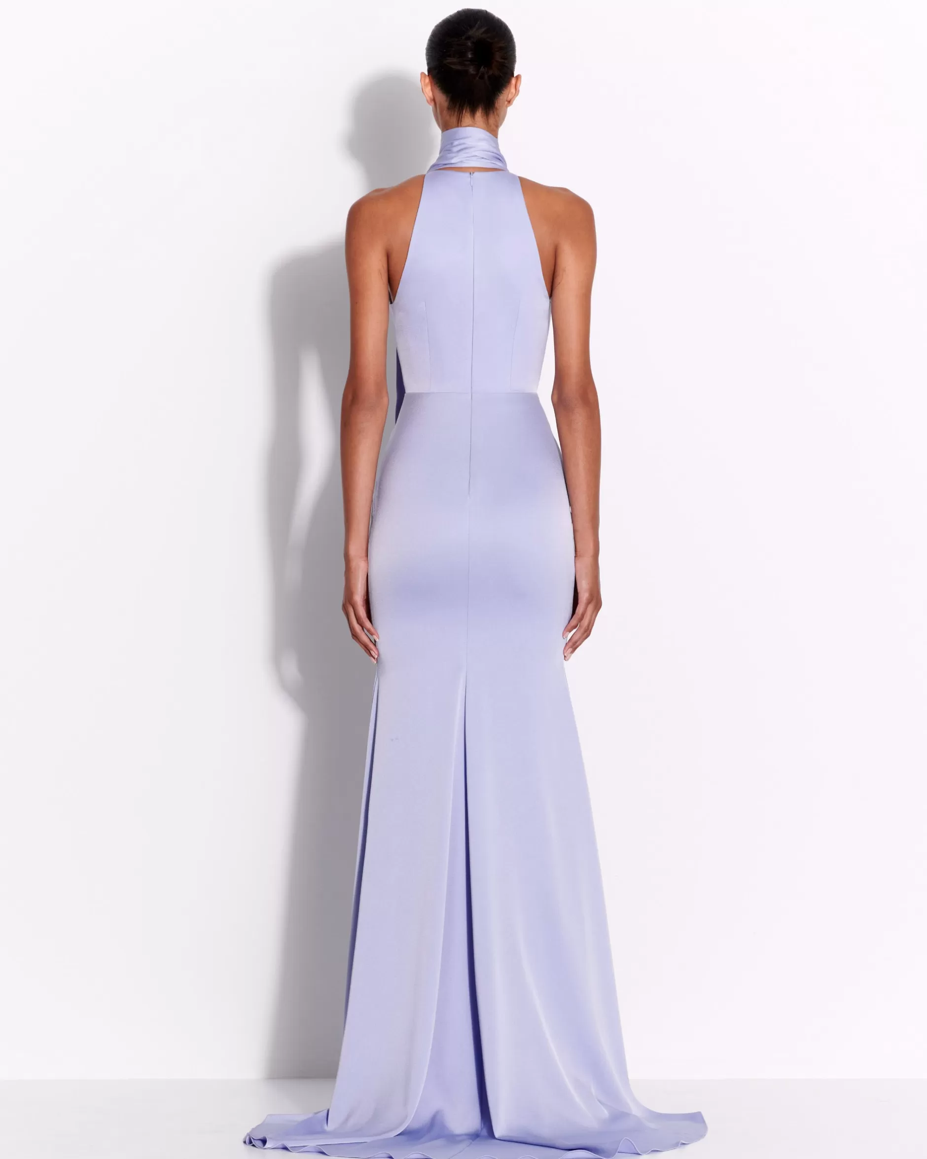 Halter Scarf Gown in Satin Crepe | Alex Perry Store