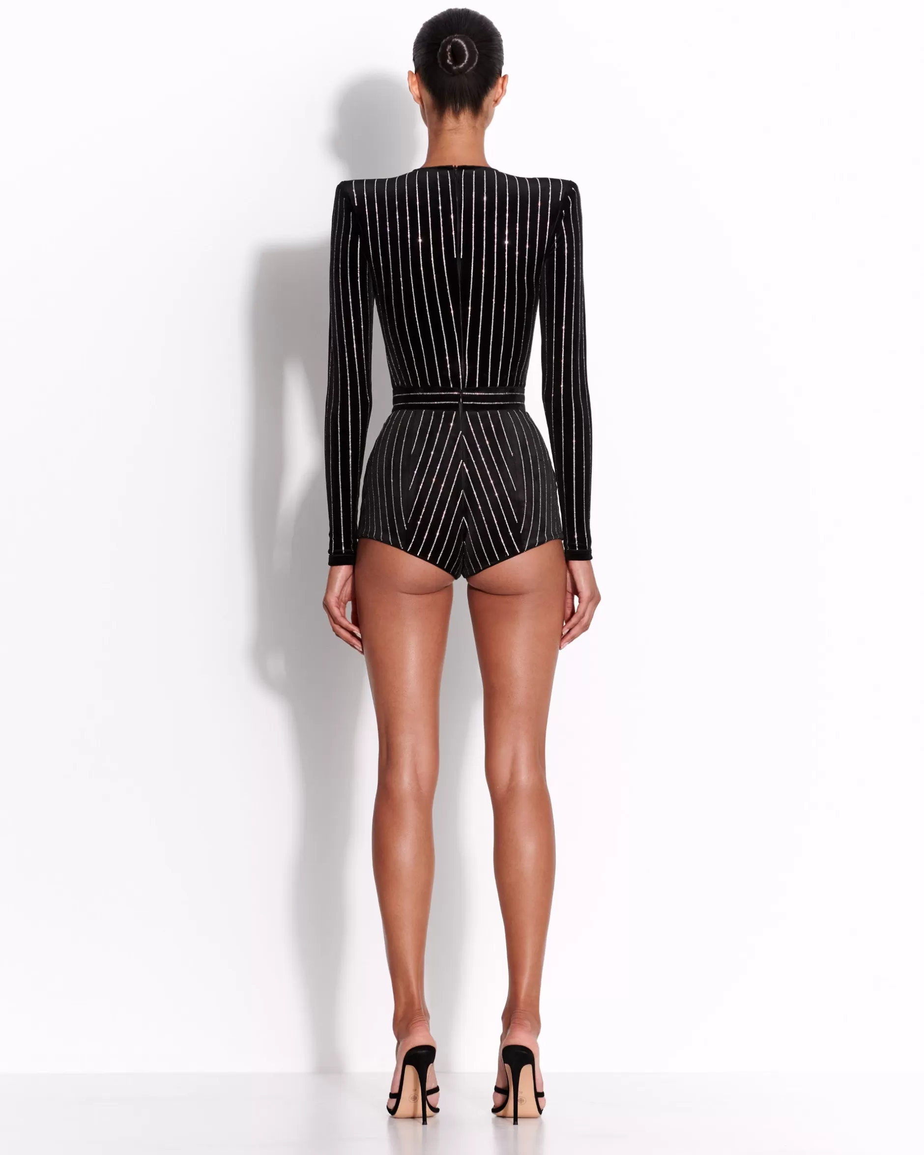 Long Sleeve Bodysuit in Crystal Velvet | Alex Perry Cheap