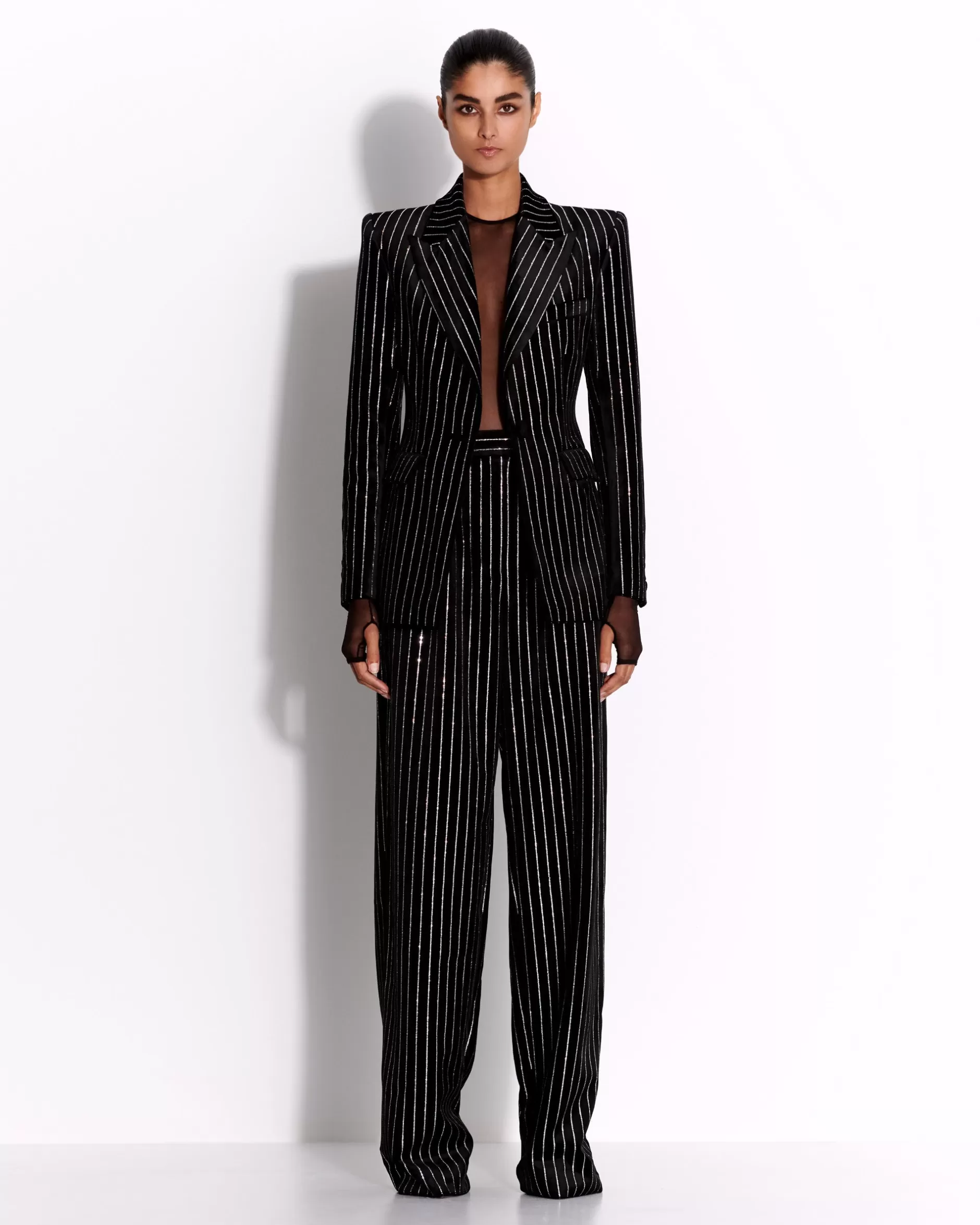 Long Sleeve Bodysuit in Fine Mesh | Alex Perry Sale