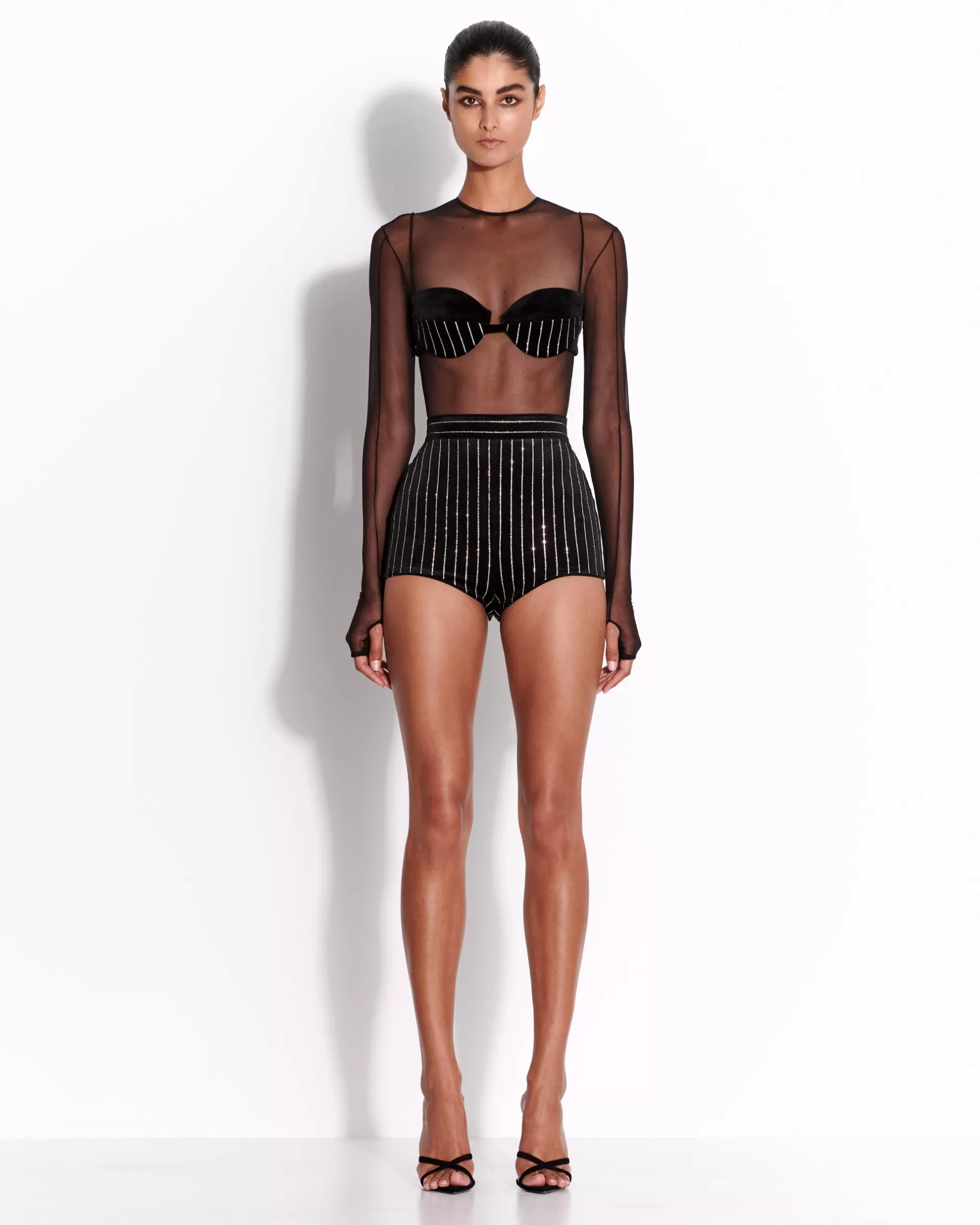 Long Sleeve Bodysuit in Fine Mesh | Alex Perry Shop