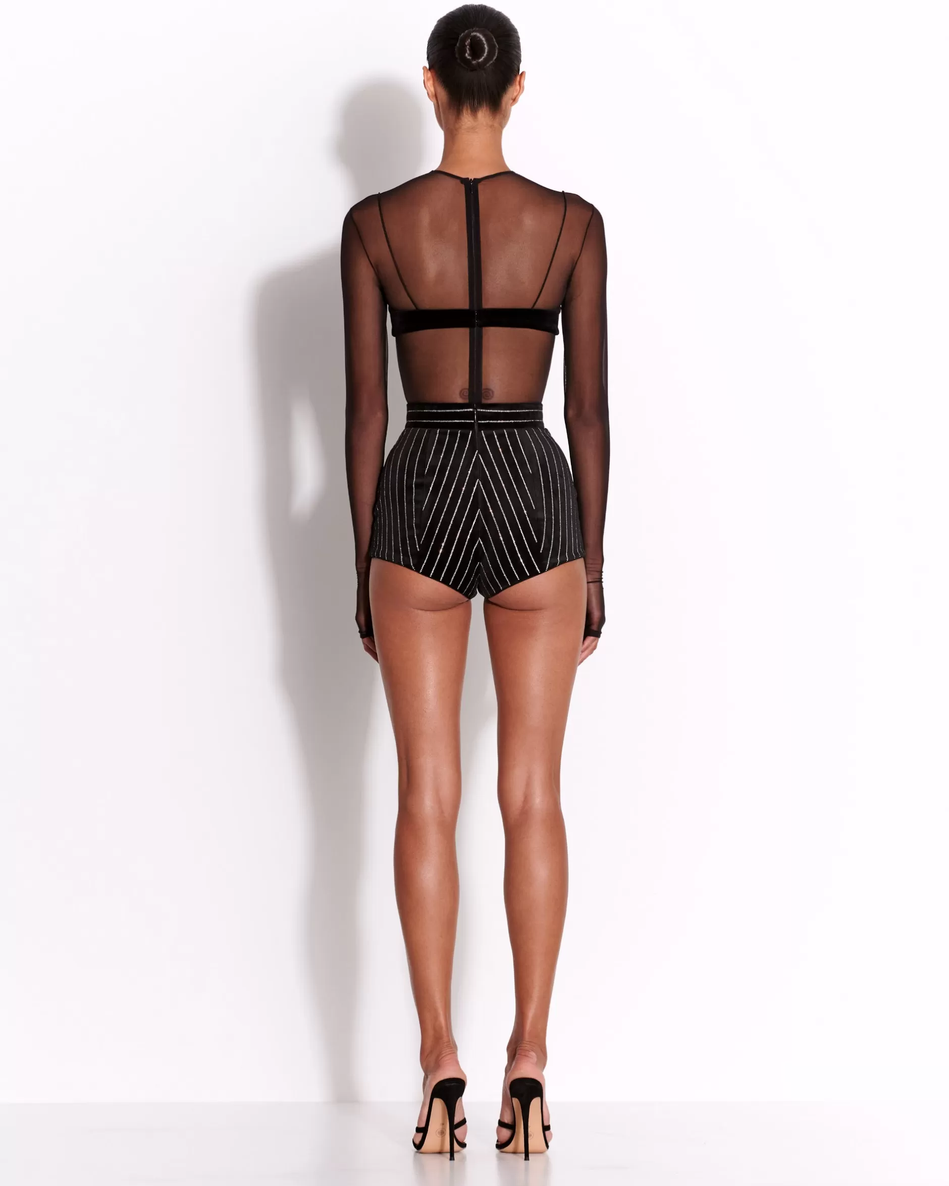 Long Sleeve Bodysuit in Fine Mesh | Alex Perry Shop