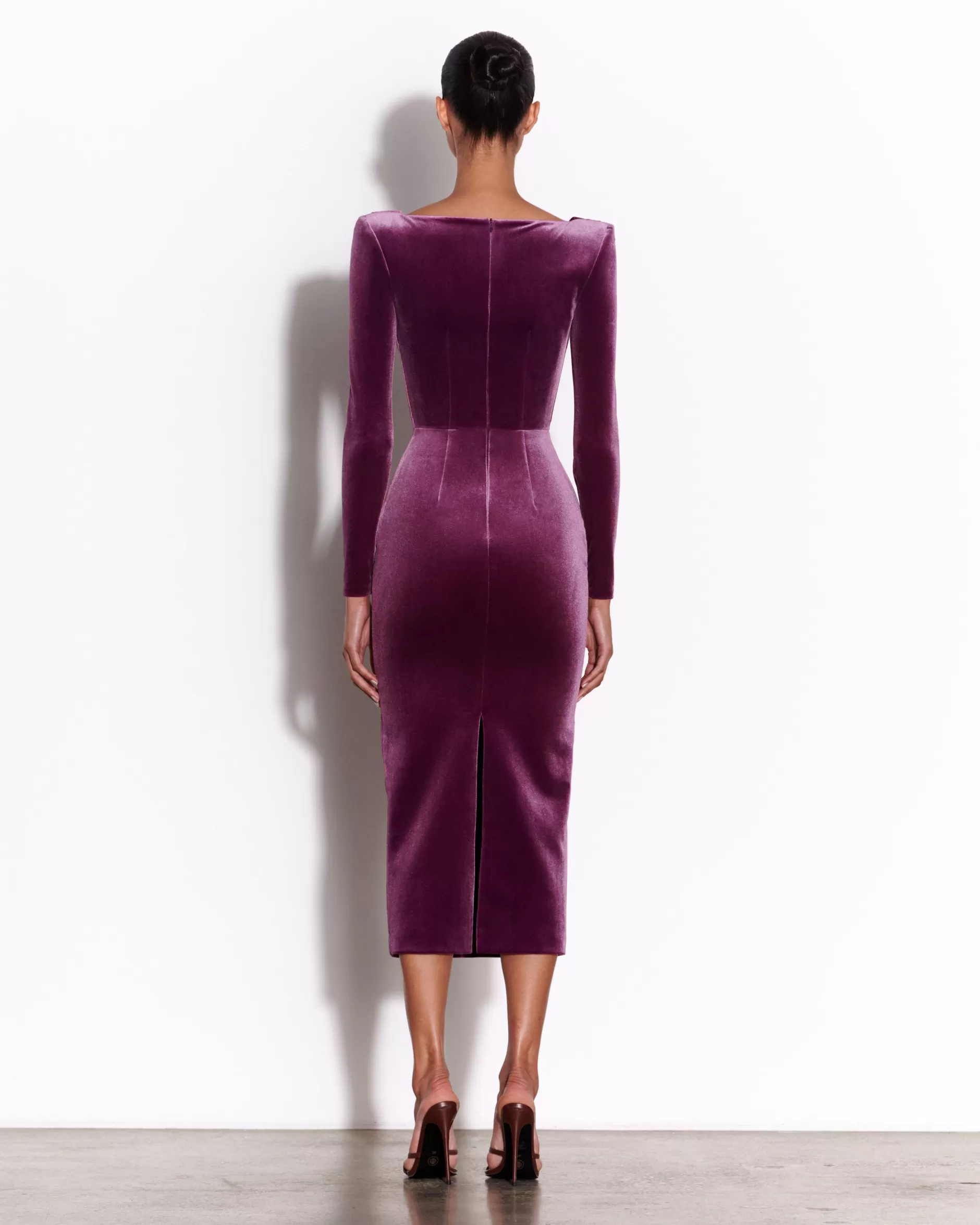 Long Sleeve Drape Dress in Velvet | Alex Perry Outlet