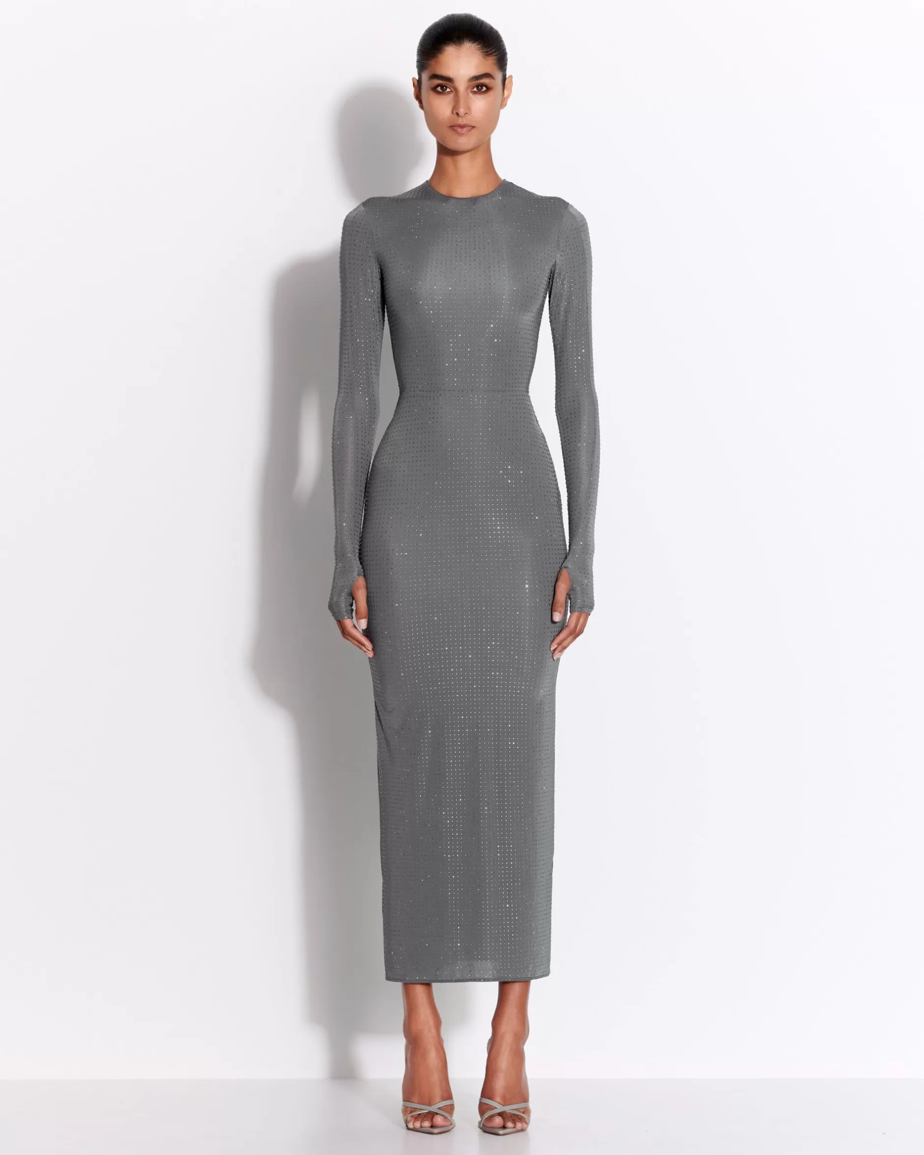 Long Sleeve Dress in Crystal Jersey | Alex Perry Store