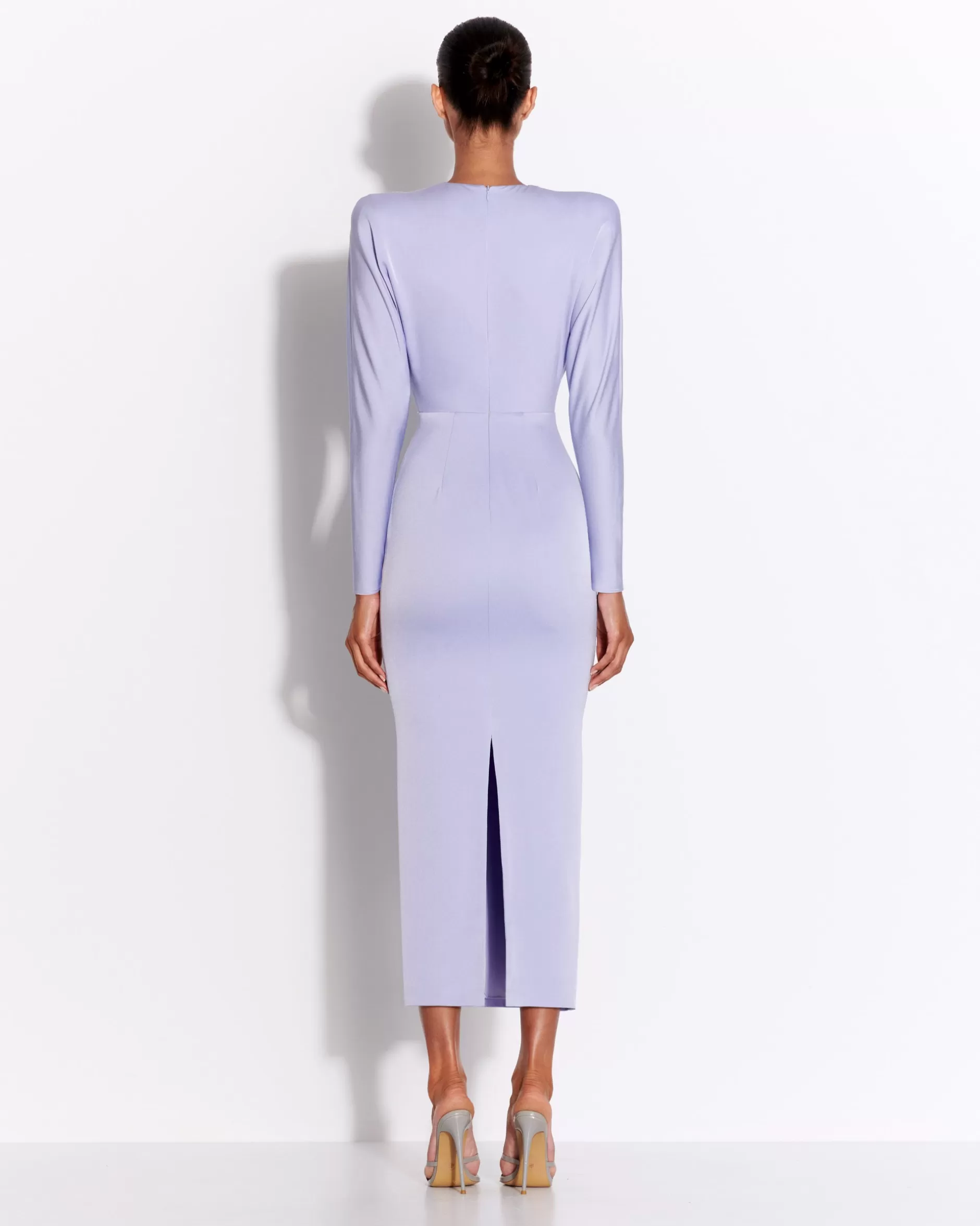 Long Sleeve Dress in Satin Crepe | Alex Perry Store