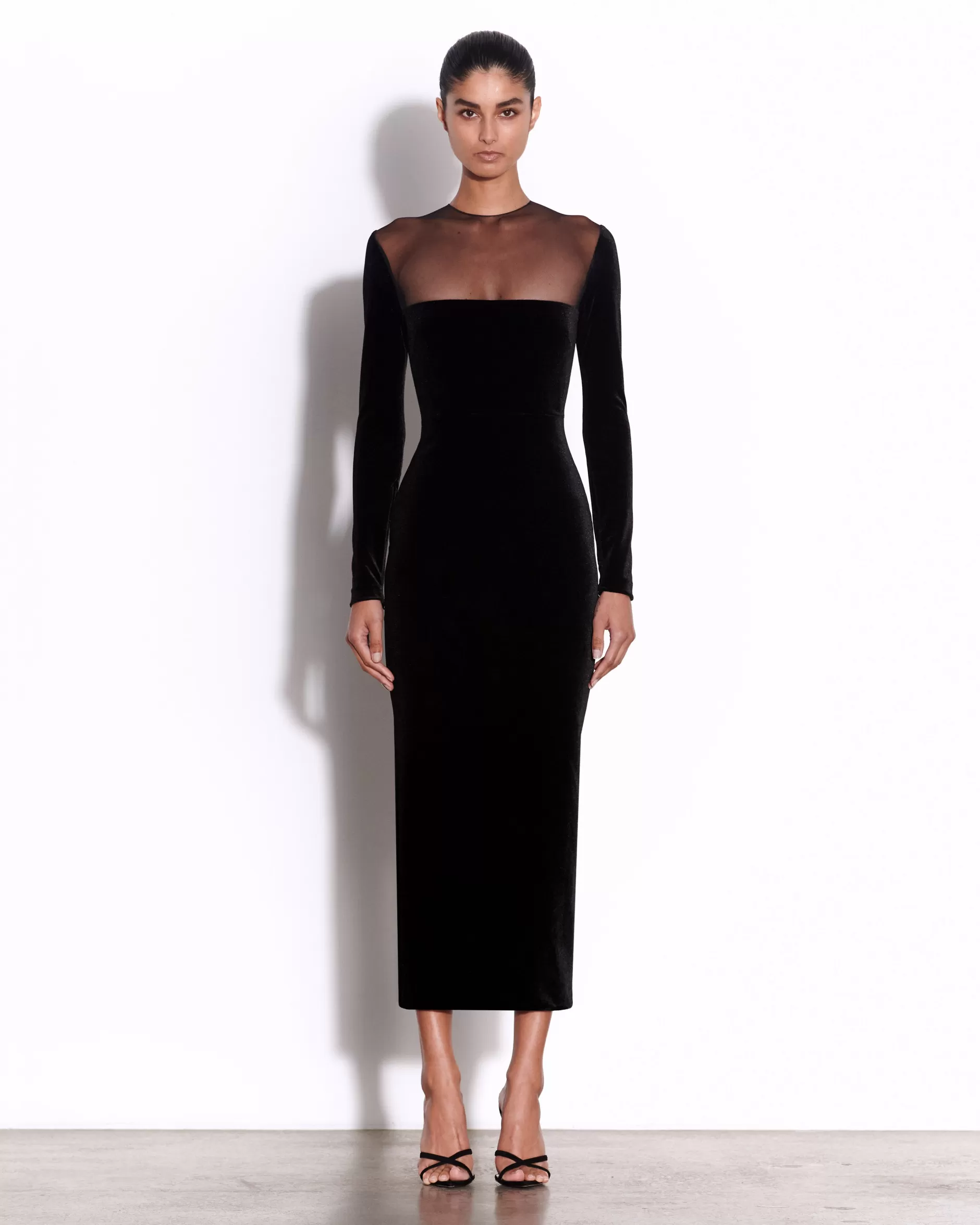 Long Sleeve Dress in Velvet | Alex Perry Hot