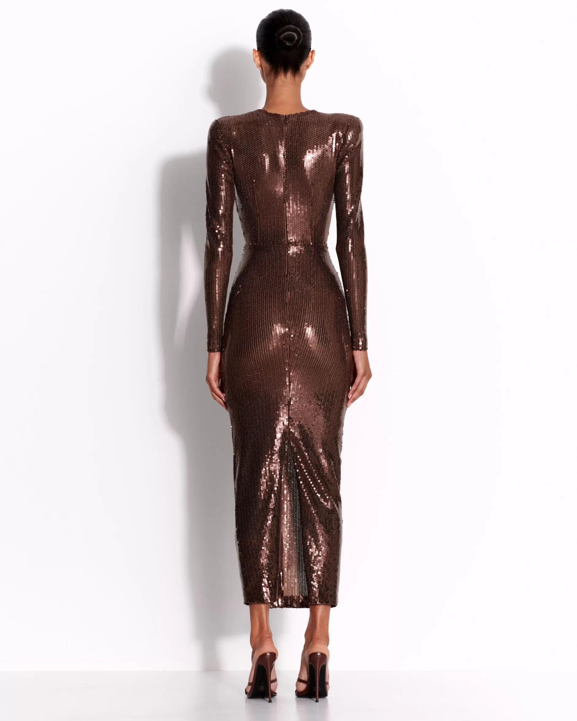 Long Sleeve V Dress in Sequin | Alex Perry Clearance