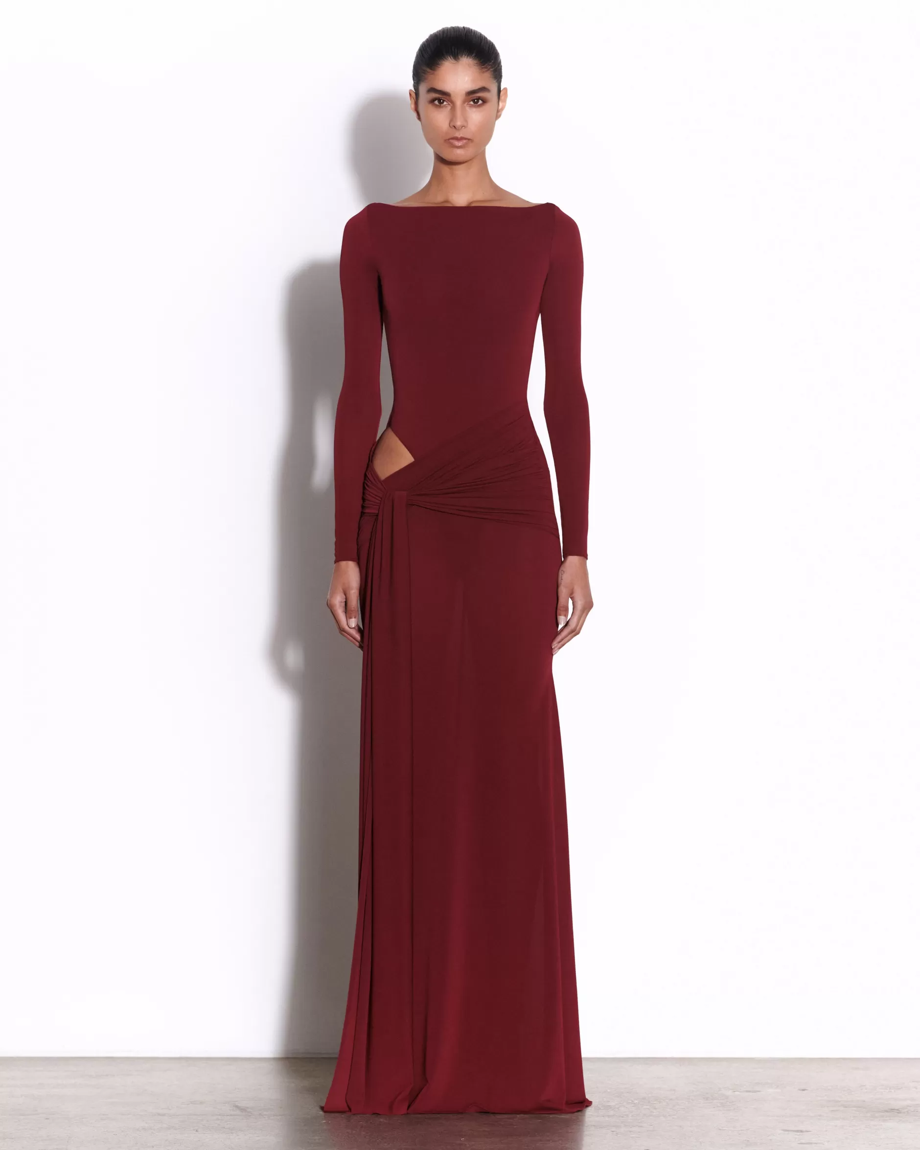 Long Sleeve Wrap Gown in Crepe Jersey | Alex Perry Shop