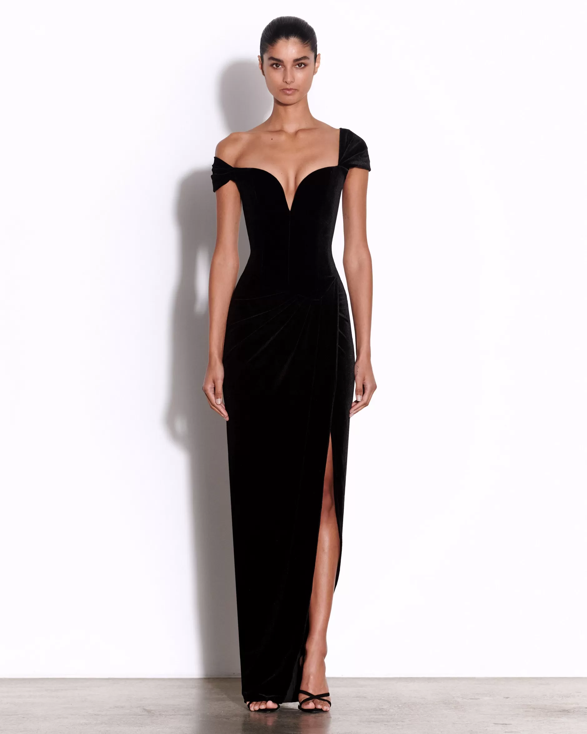 Longline Corset Drape Gown in Velvet | Alex Perry Online