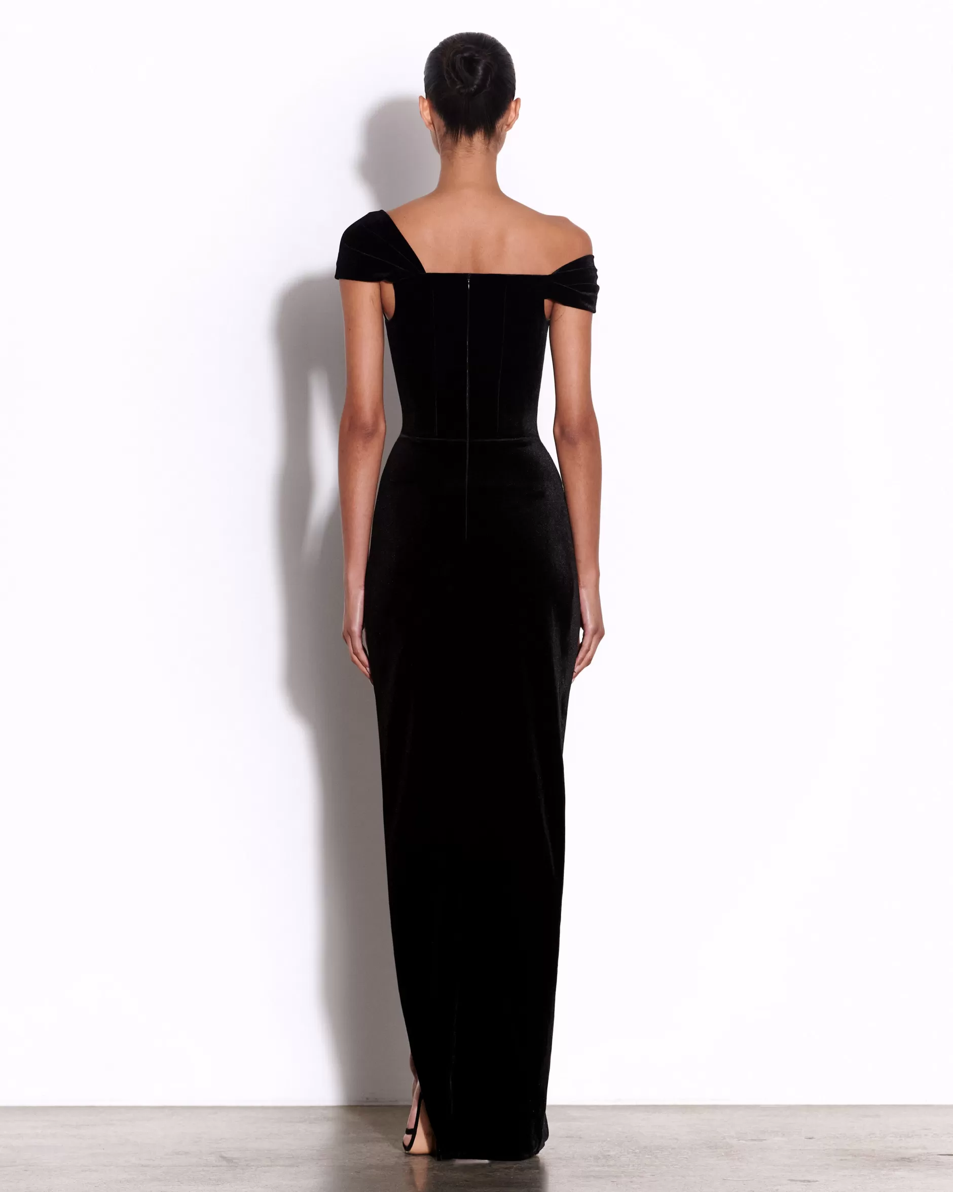 Longline Corset Drape Gown in Velvet | Alex Perry Online