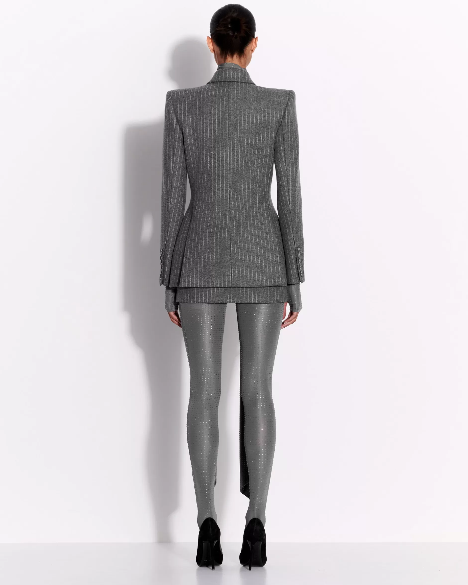 Low Rise Mini Skirt in Wool Pinstripe | Alex Perry Fashion