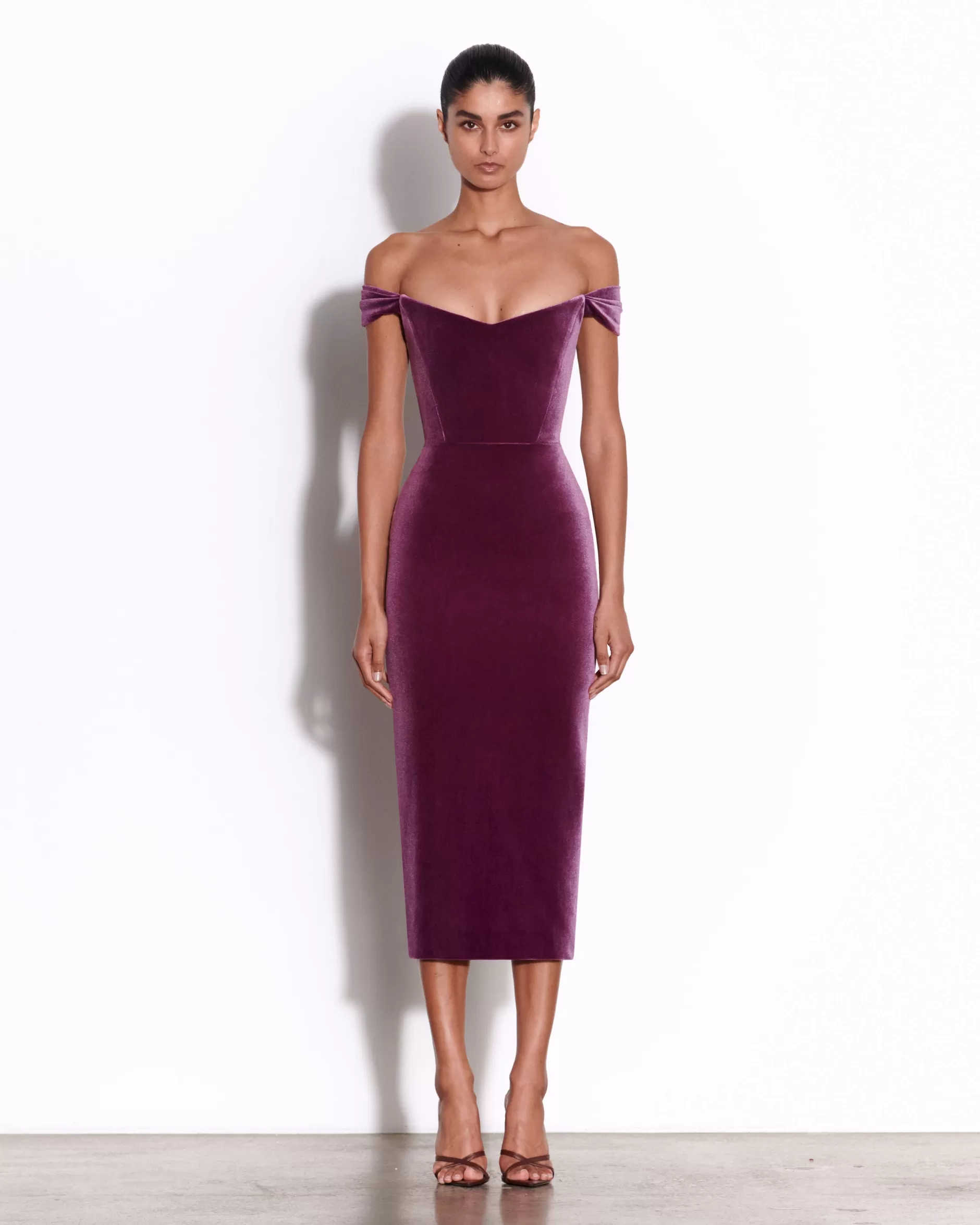 Off Shoulder Corset Dress in Velvet | Alex Perry Shop