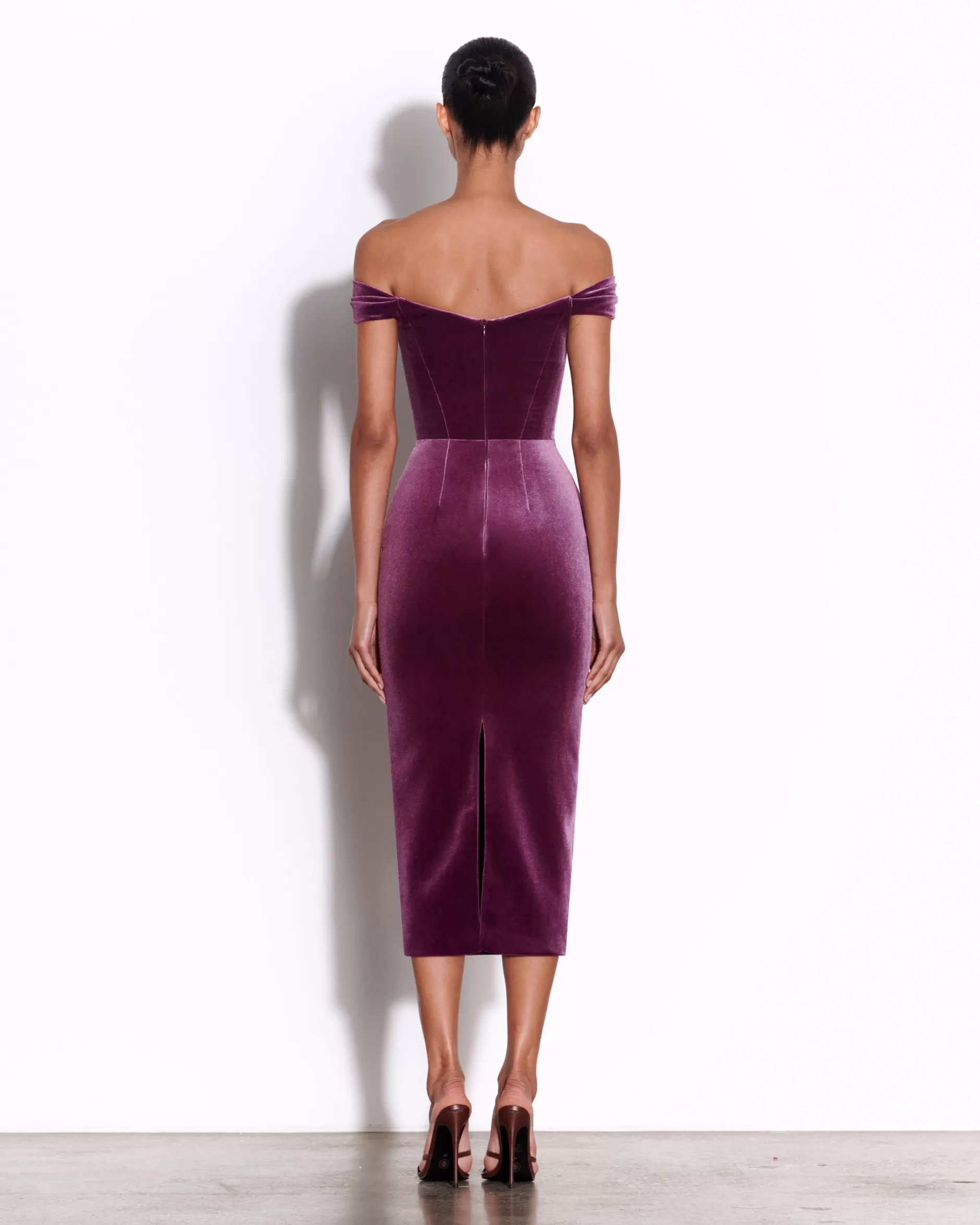 Off Shoulder Corset Dress in Velvet | Alex Perry Shop