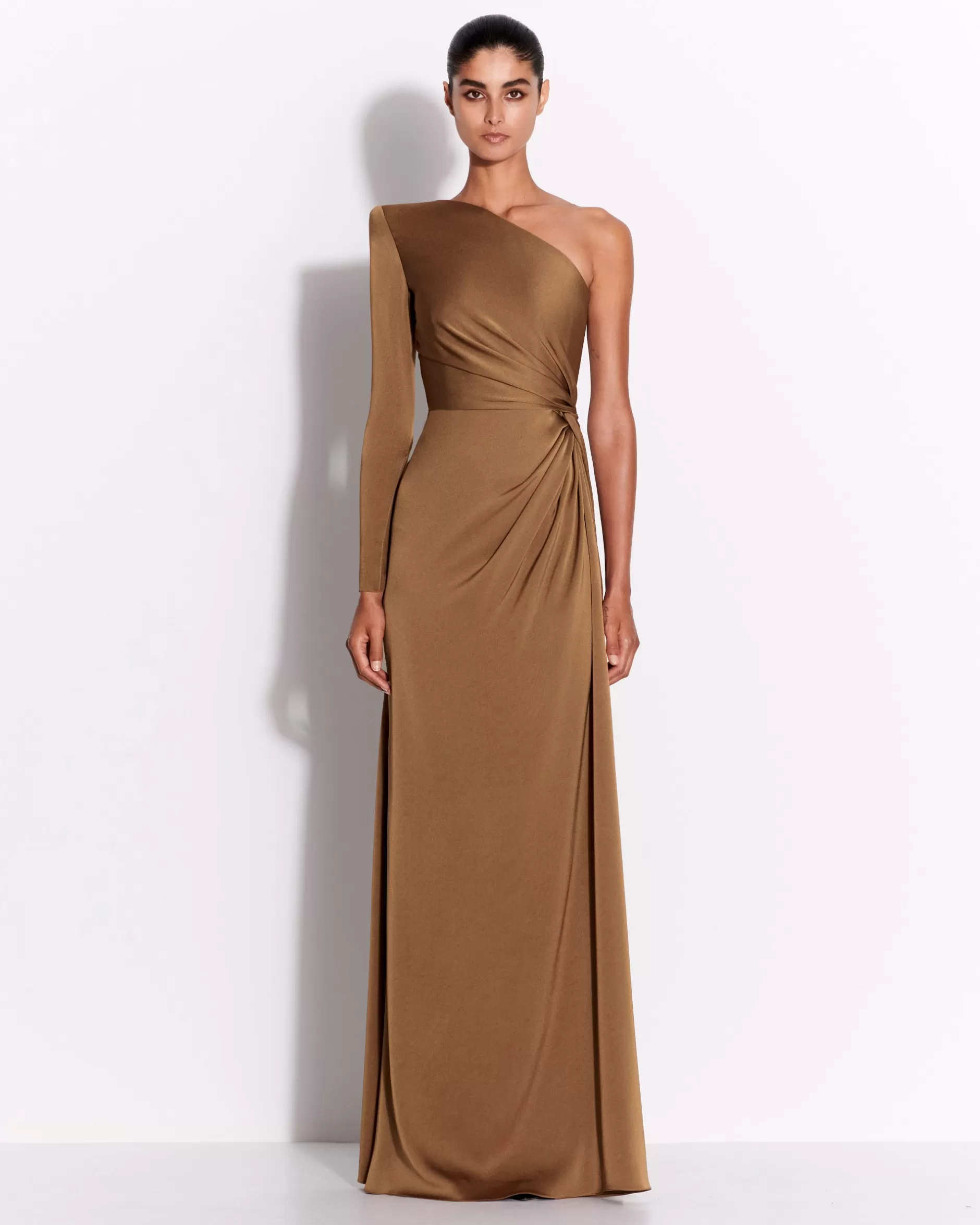 One Sleeve Twist Gown in Satin Crepe | Alex Perry Clearance