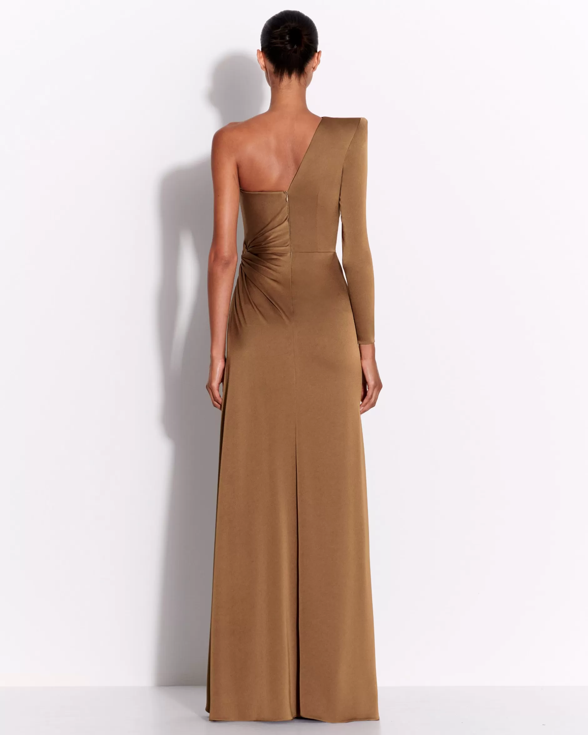 One Sleeve Twist Gown in Satin Crepe | Alex Perry Clearance