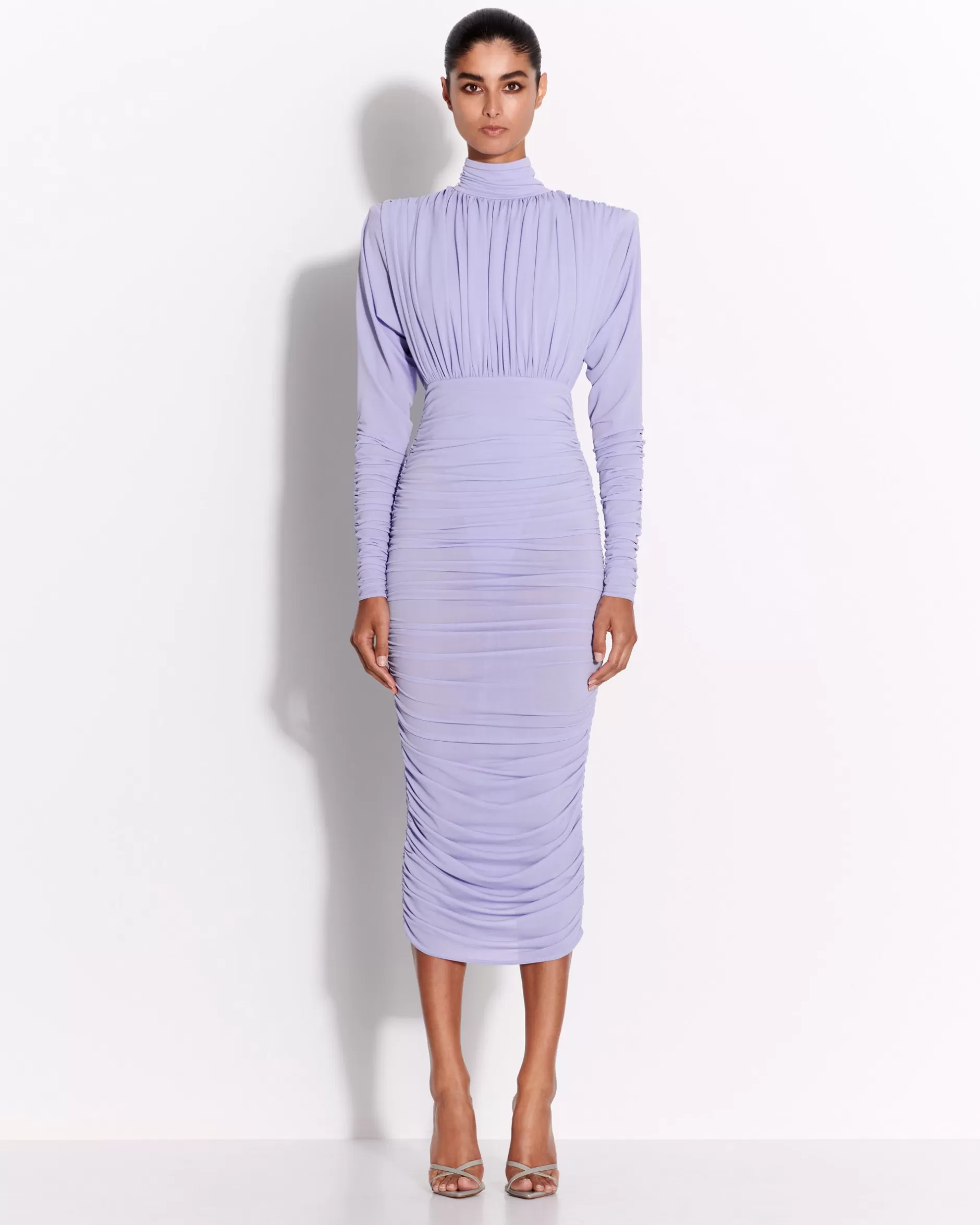 Ruched Turtleneck Dress in Crepe Jersey | Alex Perry New