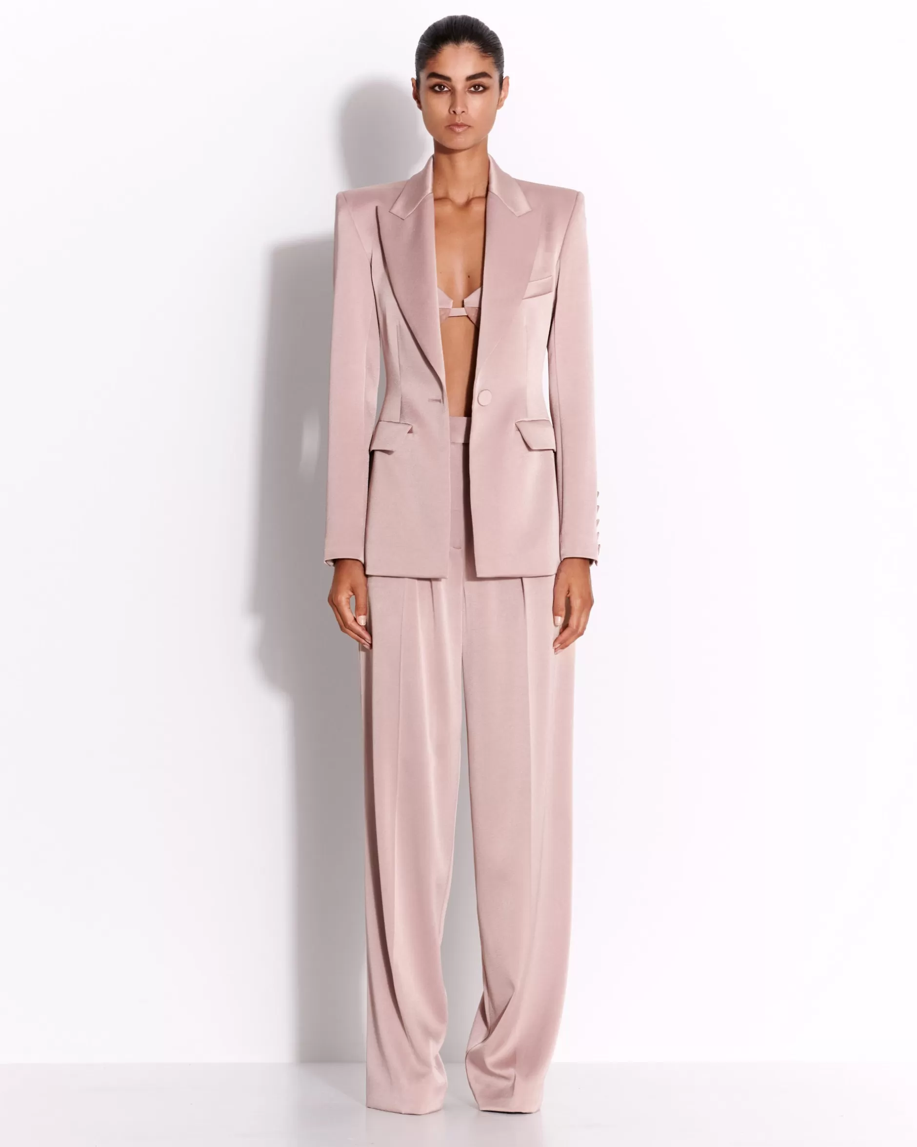 Single Breasted Fitted Blazer in Satin Crepe | Alex Perry Best