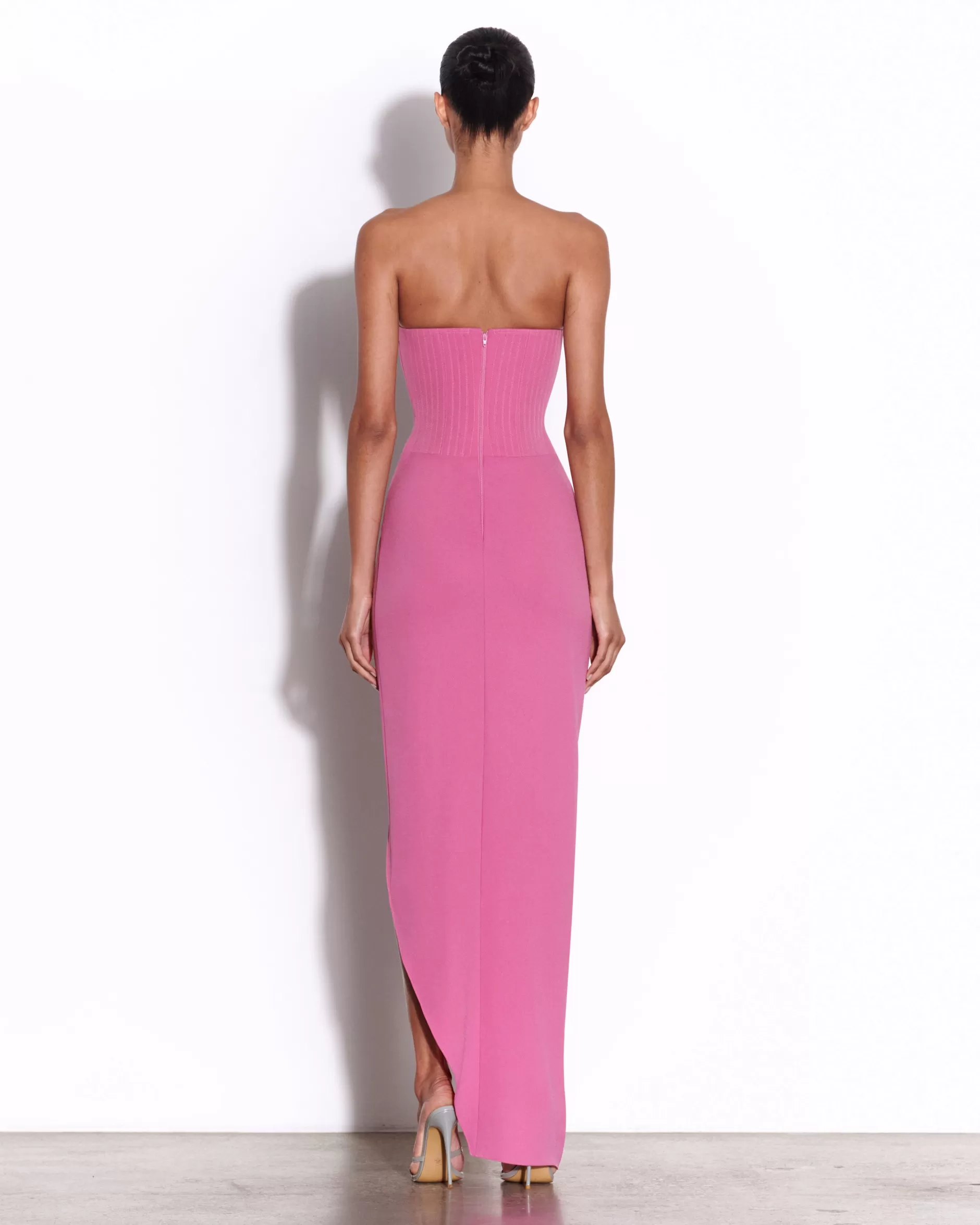 Strapless Corset Asymmetrical Drape Gown in Crepe | Alex Perry Online