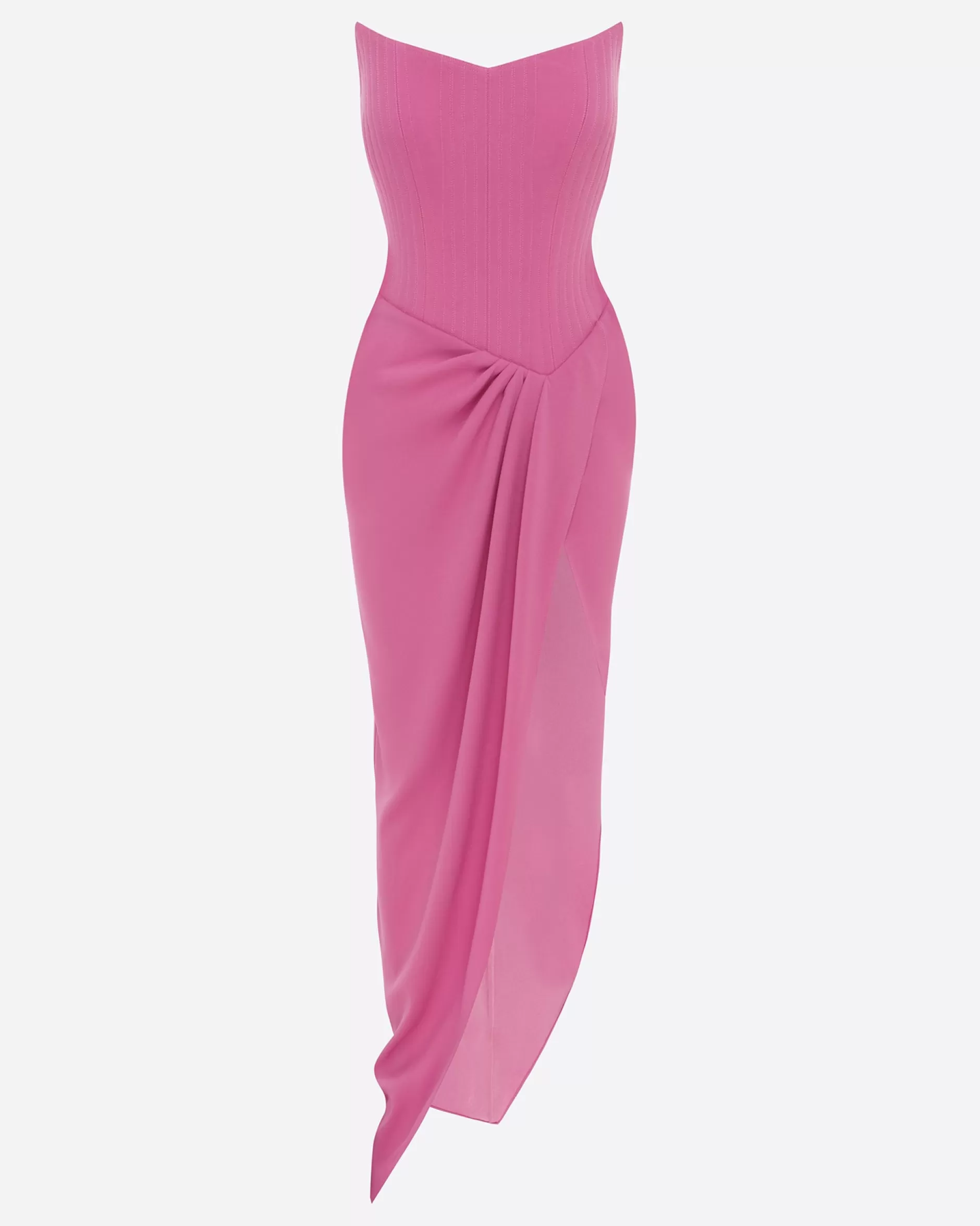 Strapless Corset Asymmetrical Drape Gown in Crepe | Alex Perry Online