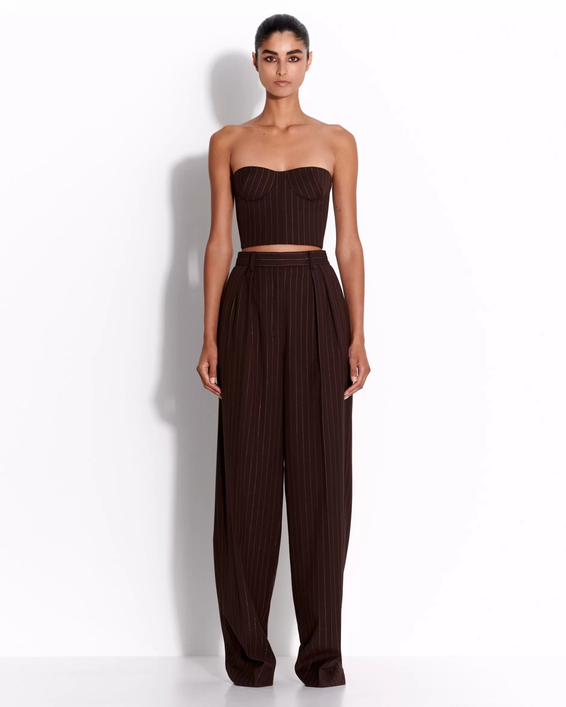 Strapless Crop Top in Lurex Pinstripe | Alex Perry Best Sale