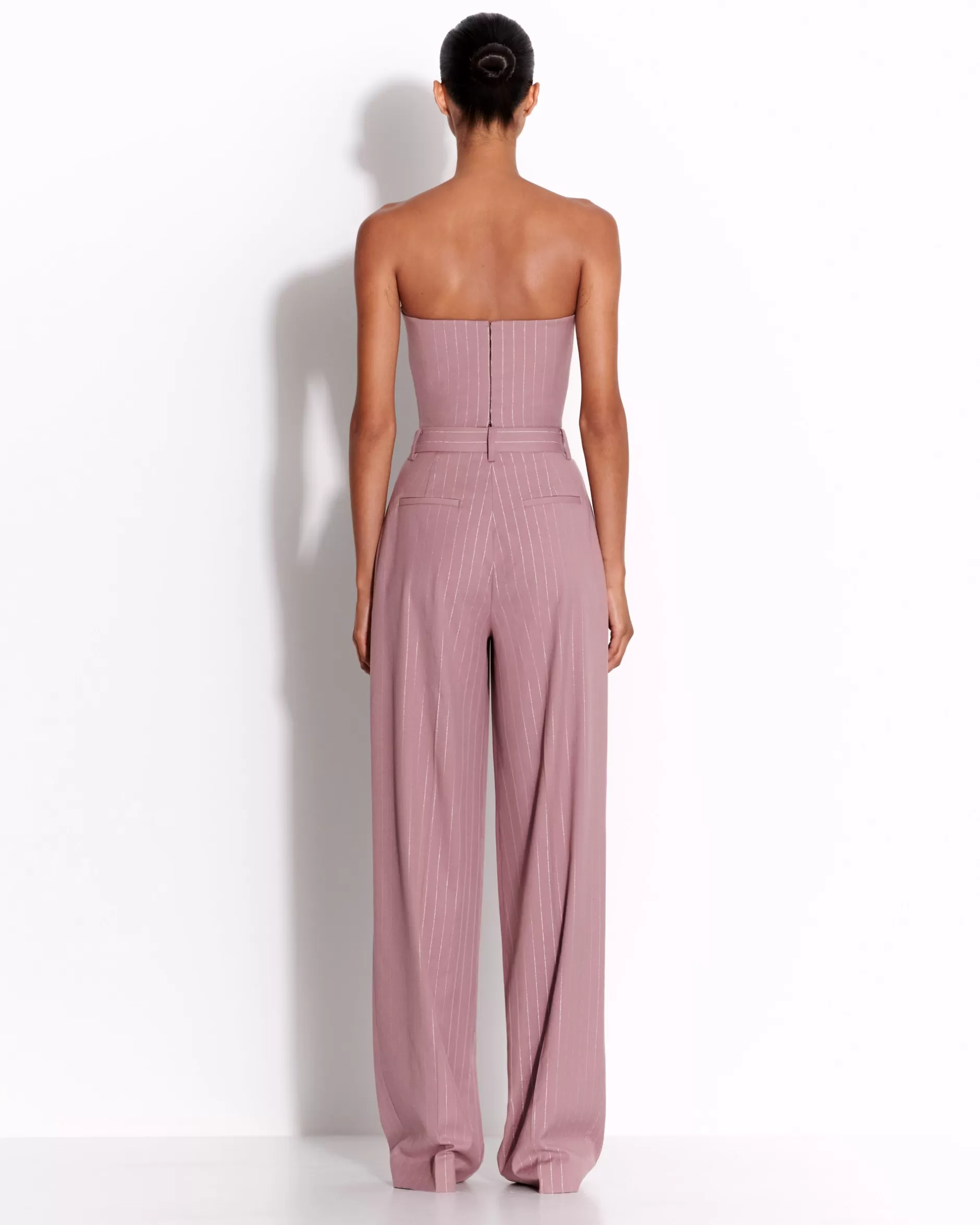 Strapless Crop Top in Lurex Pinstripe | Alex Perry Flash Sale