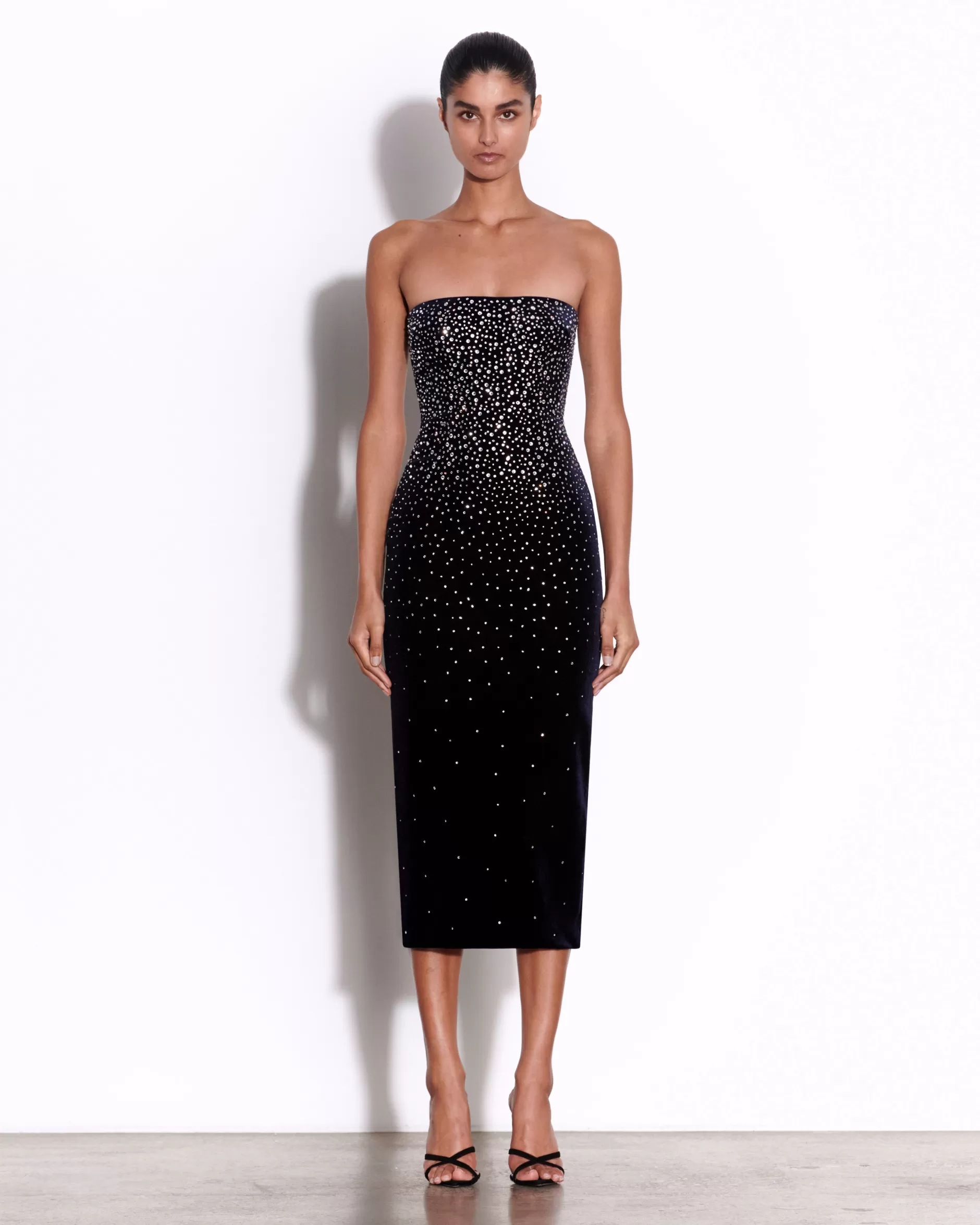 Strapless Dress in Crystal Velvet | Alex Perry Online