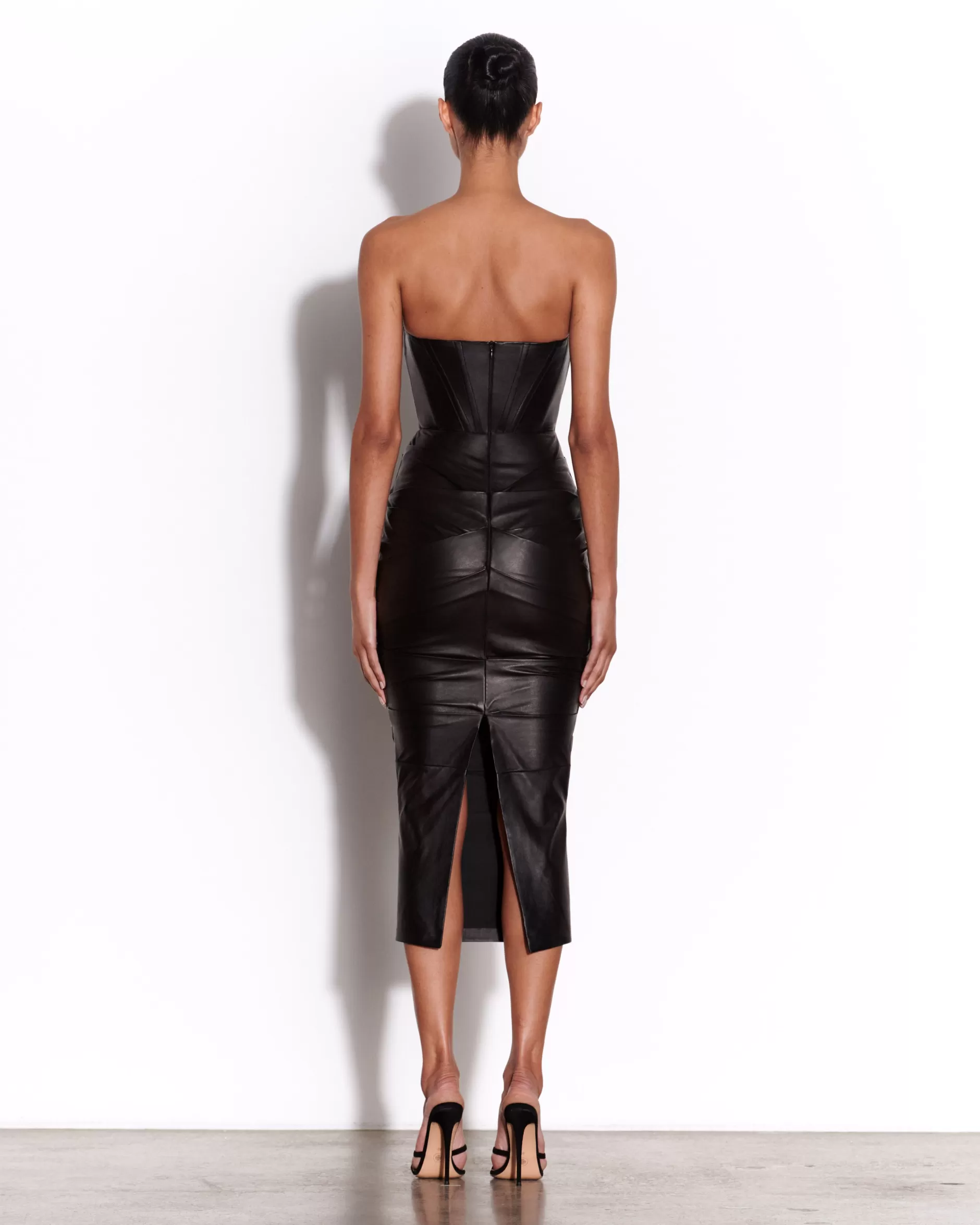 Strapless Longline Corset Dress in Leather | Alex Perry Best Sale