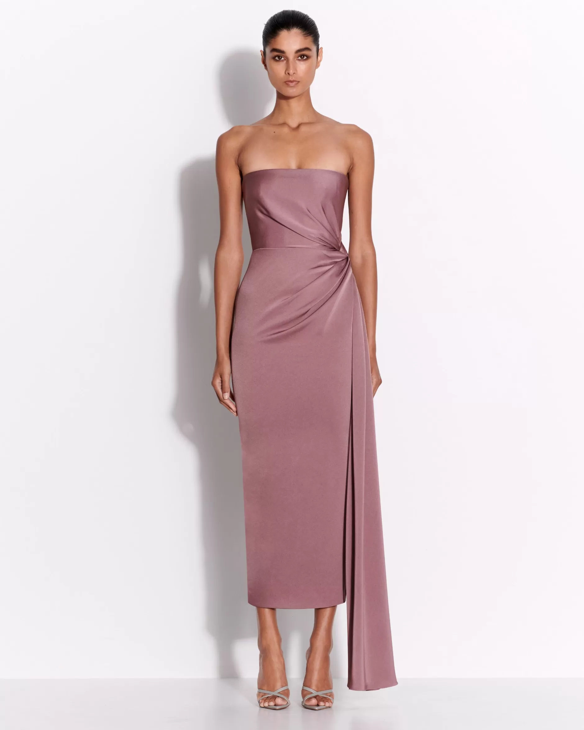 Strapless Twist Dress in Satin Crepe | Alex Perry Best