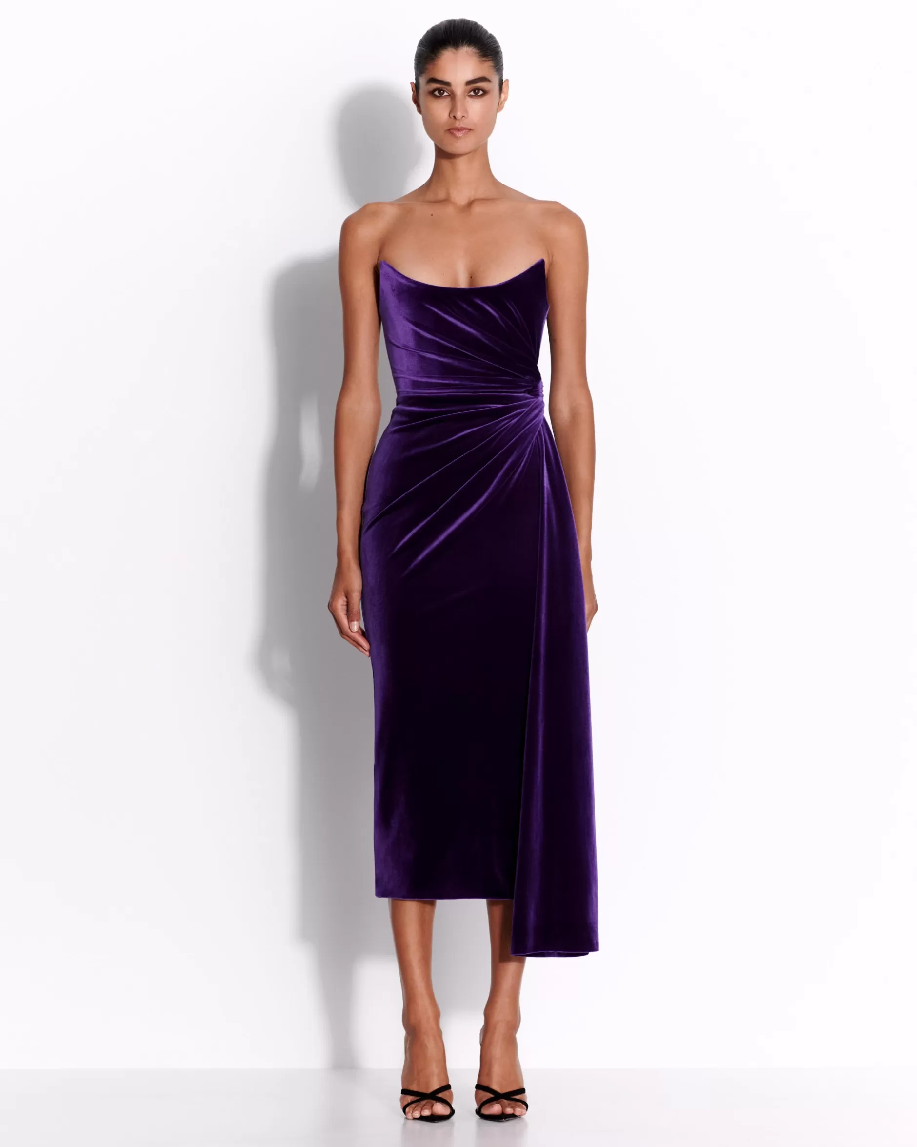 Strapless Twist Dress in Velvet | Alex Perry Clearance