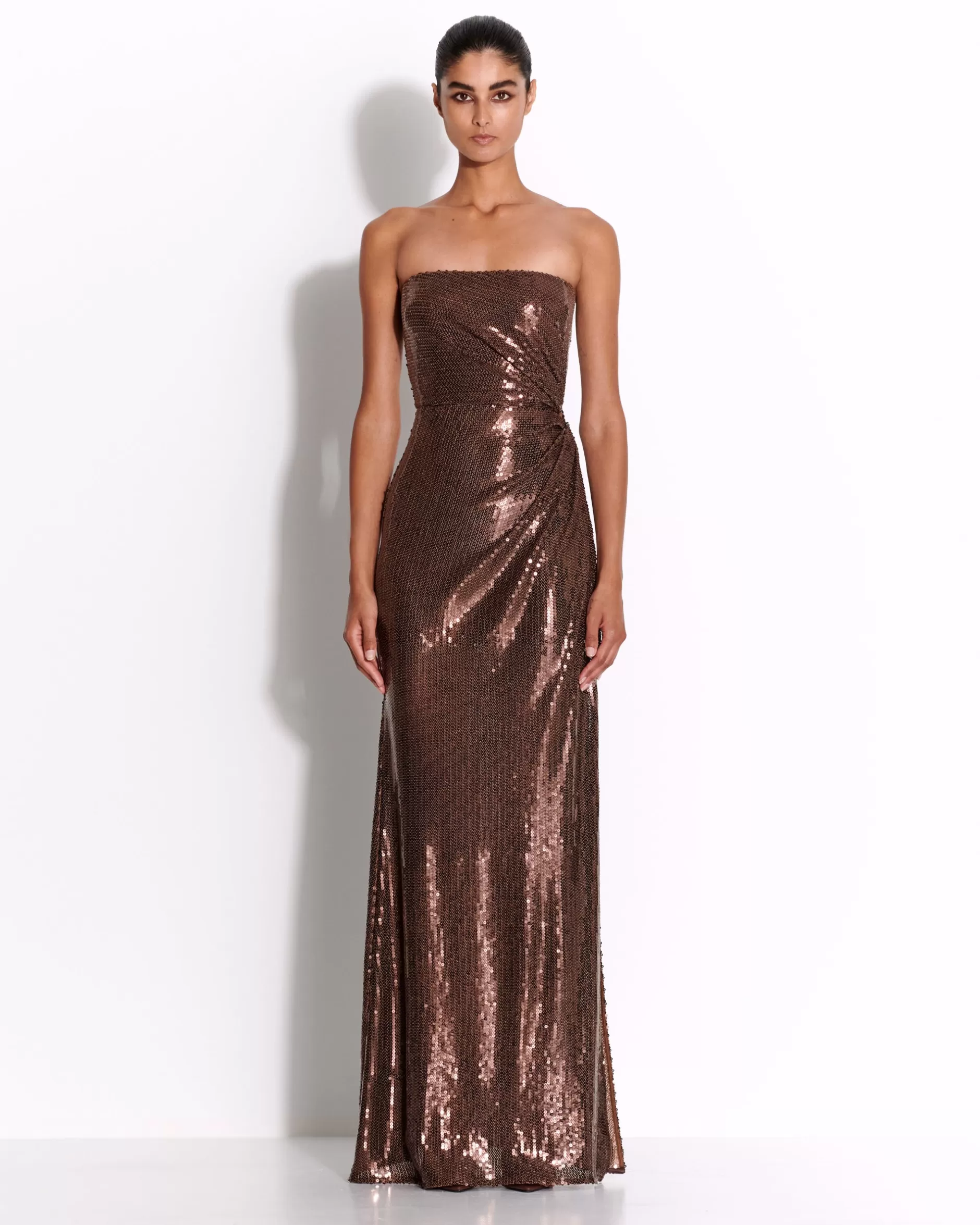 Strapless Twist Gown in Sequin | Alex Perry Online