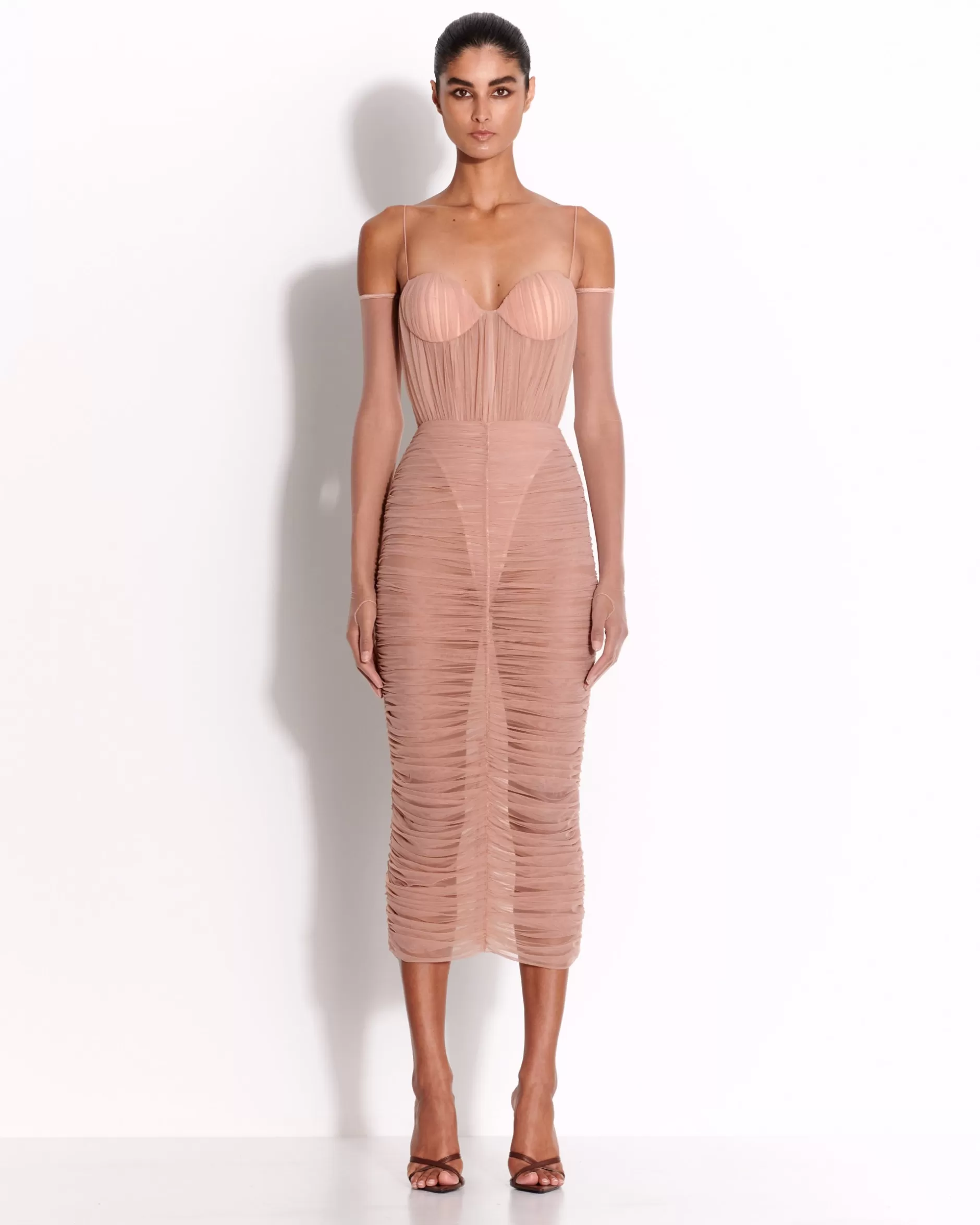 Sweetheart Ruched Dress in Fine Mesh | Alex Perry Cheap