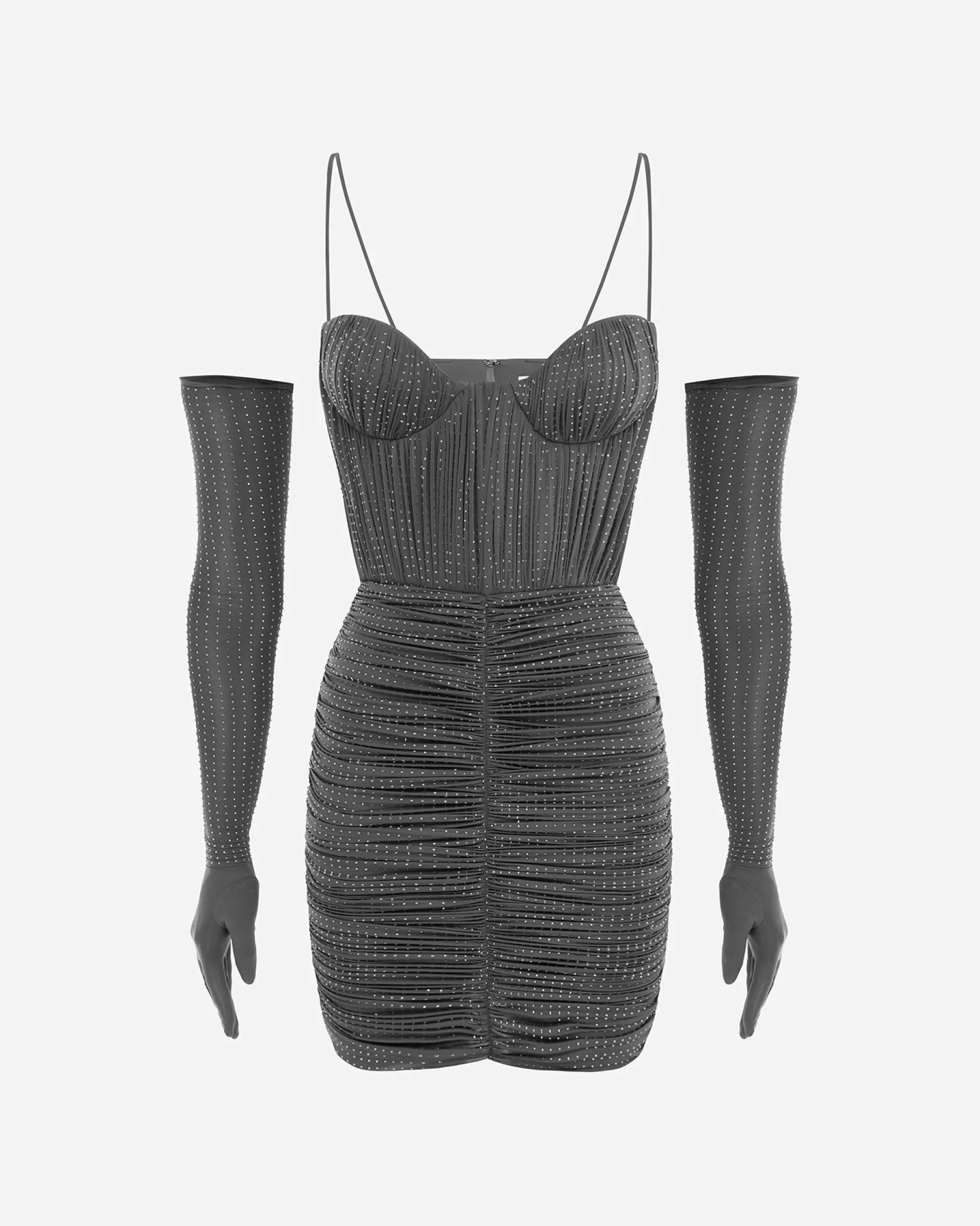 Sweetheart Ruched Mini Dress in Crystal Jersey | Alex Perry Best