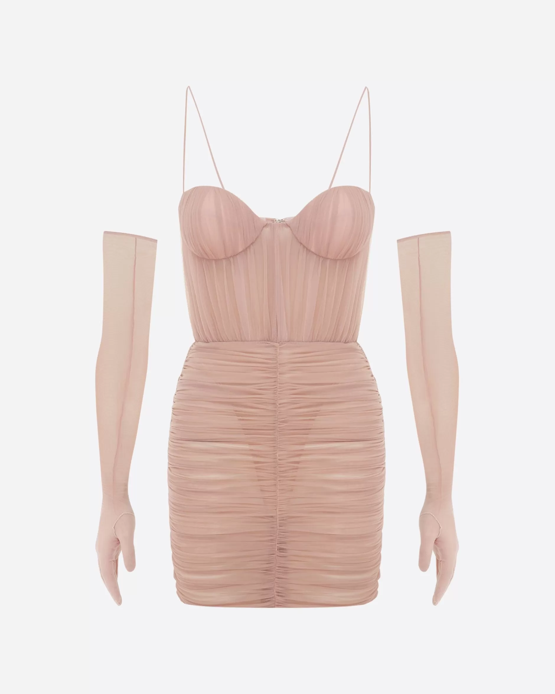 Sweetheart Ruched Mini Dress in Fine Mesh | Alex Perry Flash Sale